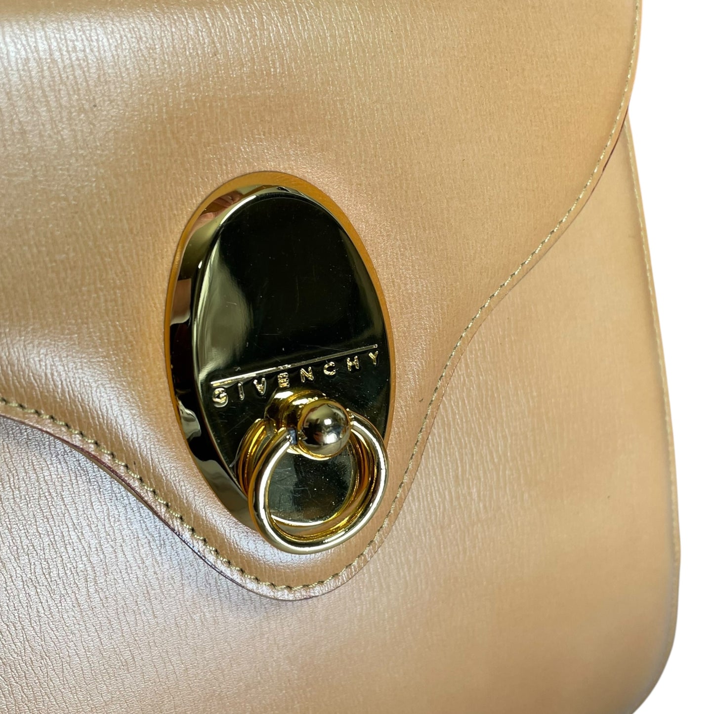 GIVENCHY Kelly Top Handle Camel Brown Magnetic GHW Snap Closure Shoulder Purse