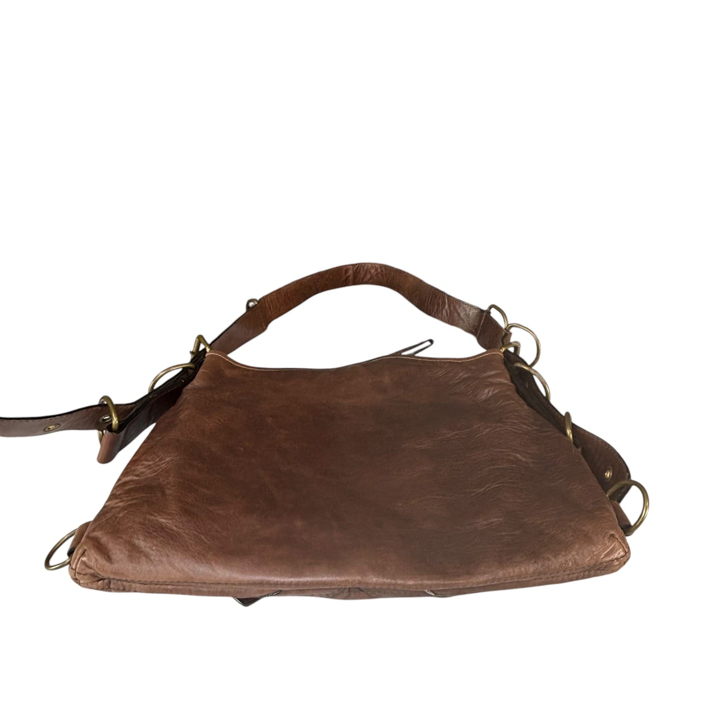 Givenchy Y2K Vouyou Classic Mahogany Brown Distressed Leather 2-Way Shoulder Crossbody Bag