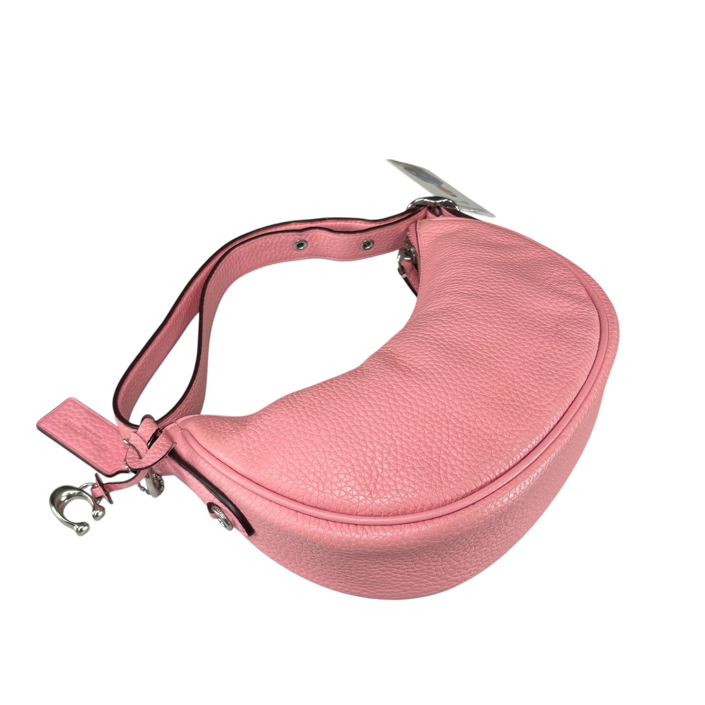Coach Luna Pink Crescent SHW 2-Way Pebbled Leather Purse