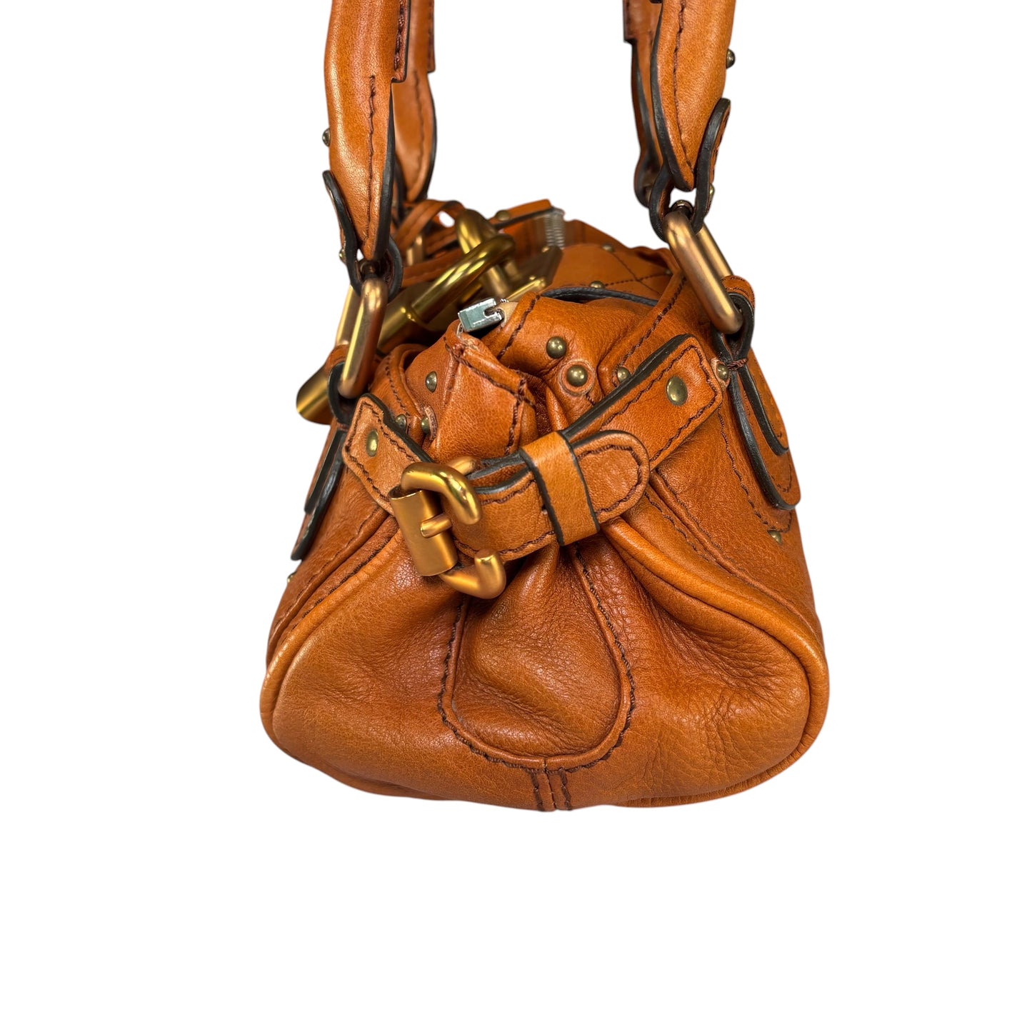 Chloe Mini Brown Leather GHW Paddington Lock Shoulder Purse