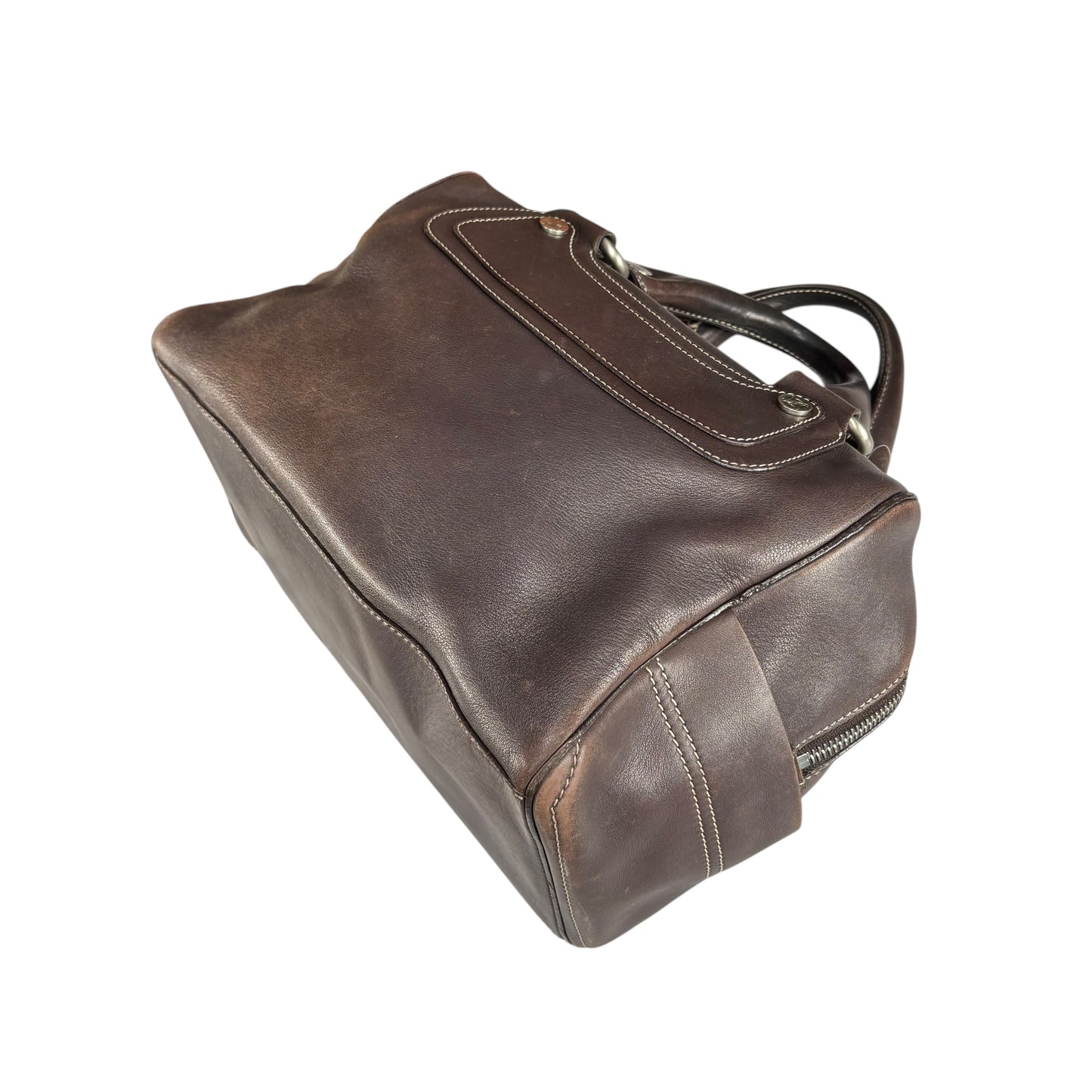 Celine Boogie Brown Leather SHW Boston Zip Bag