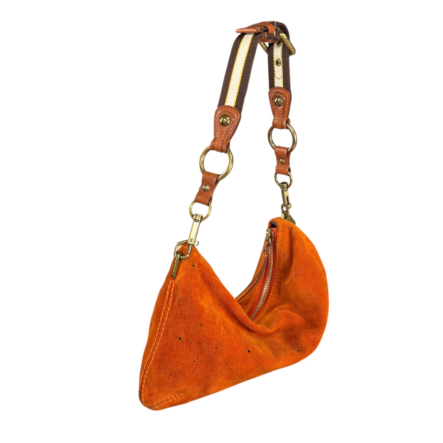 Louis Vuitton Mahina Onatah PM Pouchette Orange Suede Shoulder Purse
