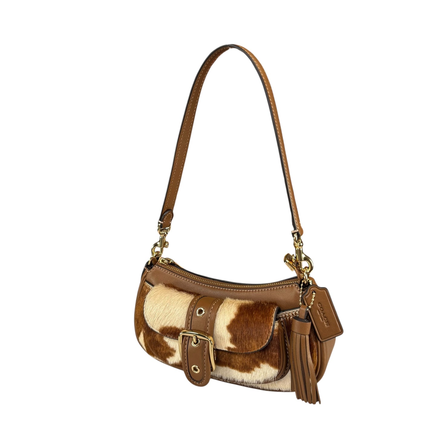 Coach Ashton Mini Brown GHW Hair Calf 2-Way Shoulder Purse