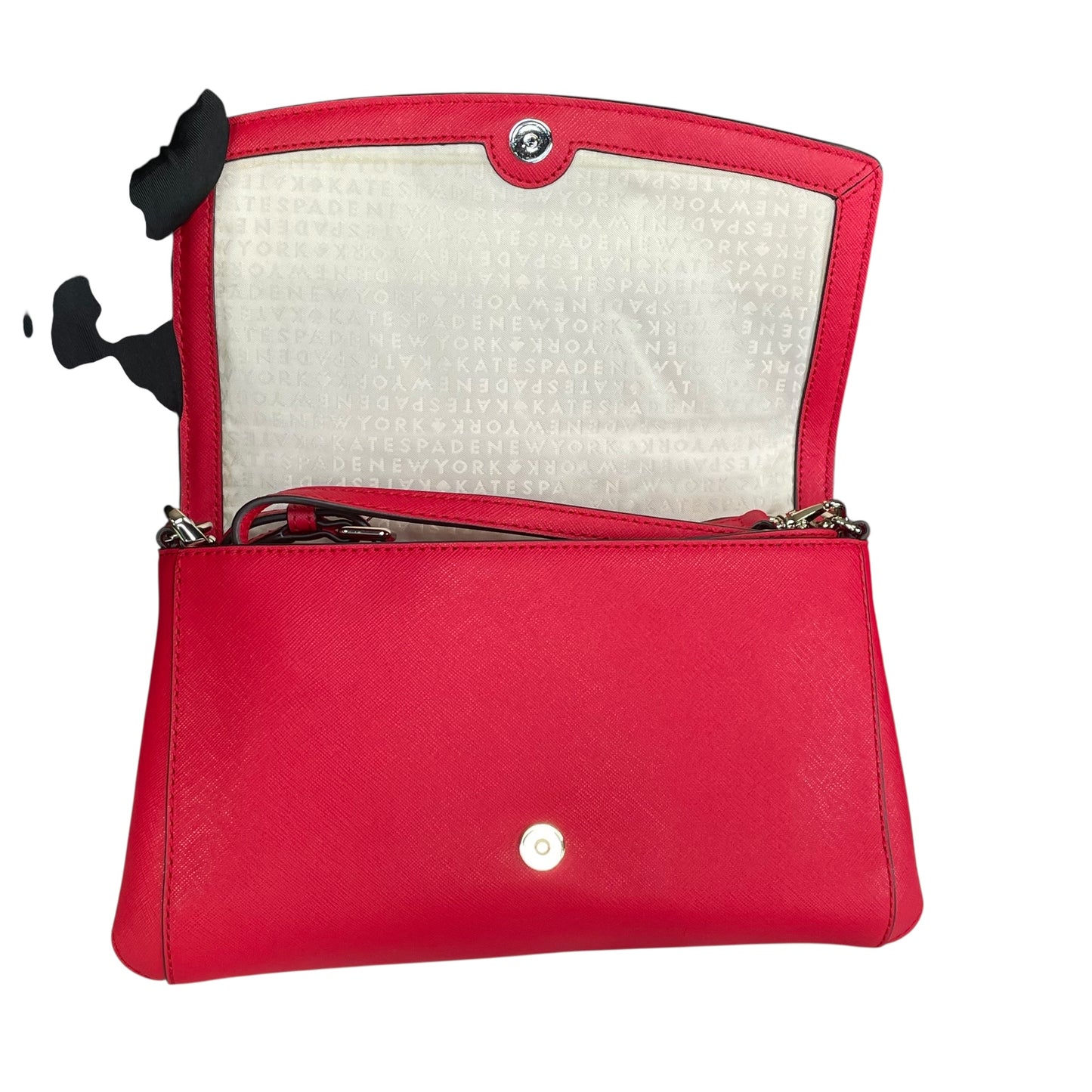 Kate Spade Laurel Red / Black Saffiano Leather Chain GHW 2-Way Flap Purse