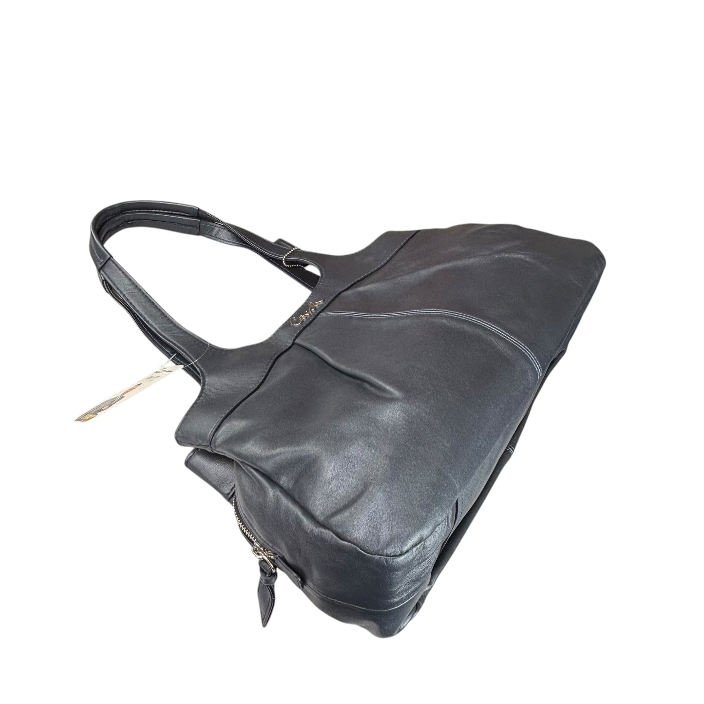 Coach Lexi SHW Metallic Grey Leather Large Shoulder Hobo Pursw