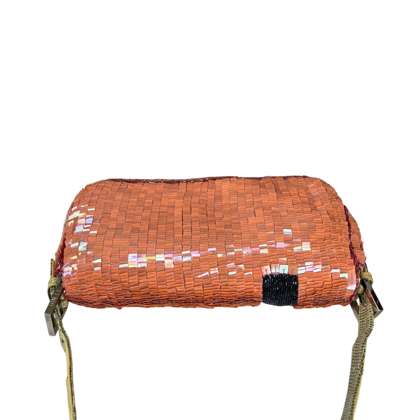 Fendi Y2K Baguette Coral Sequin Shoulder Purse