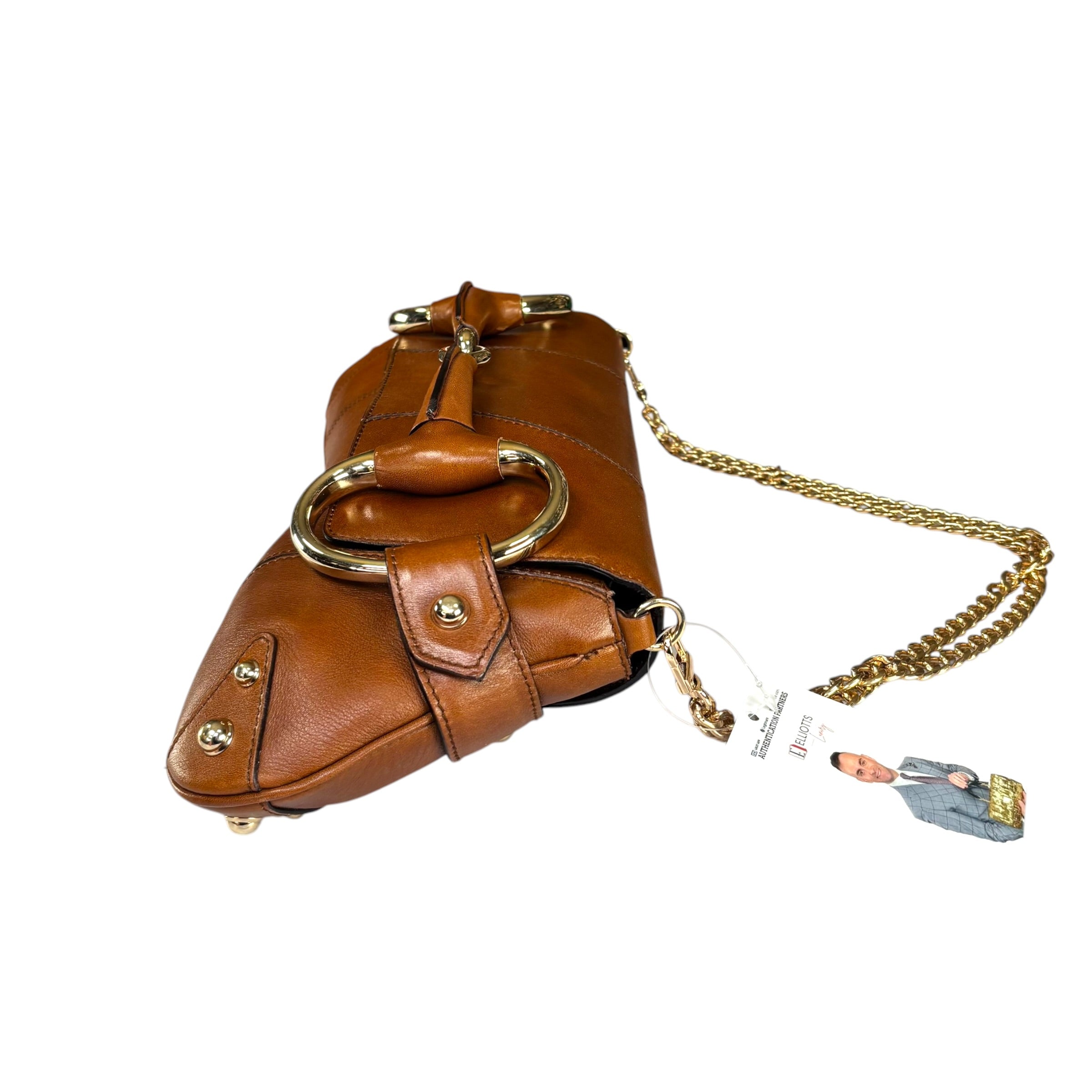 GUCCI ショルダーバッグ ヴィンテージ Y2K Gucci Classic Y2K Horsebit Gold Brown Jumbo XL Leather Shoulder
