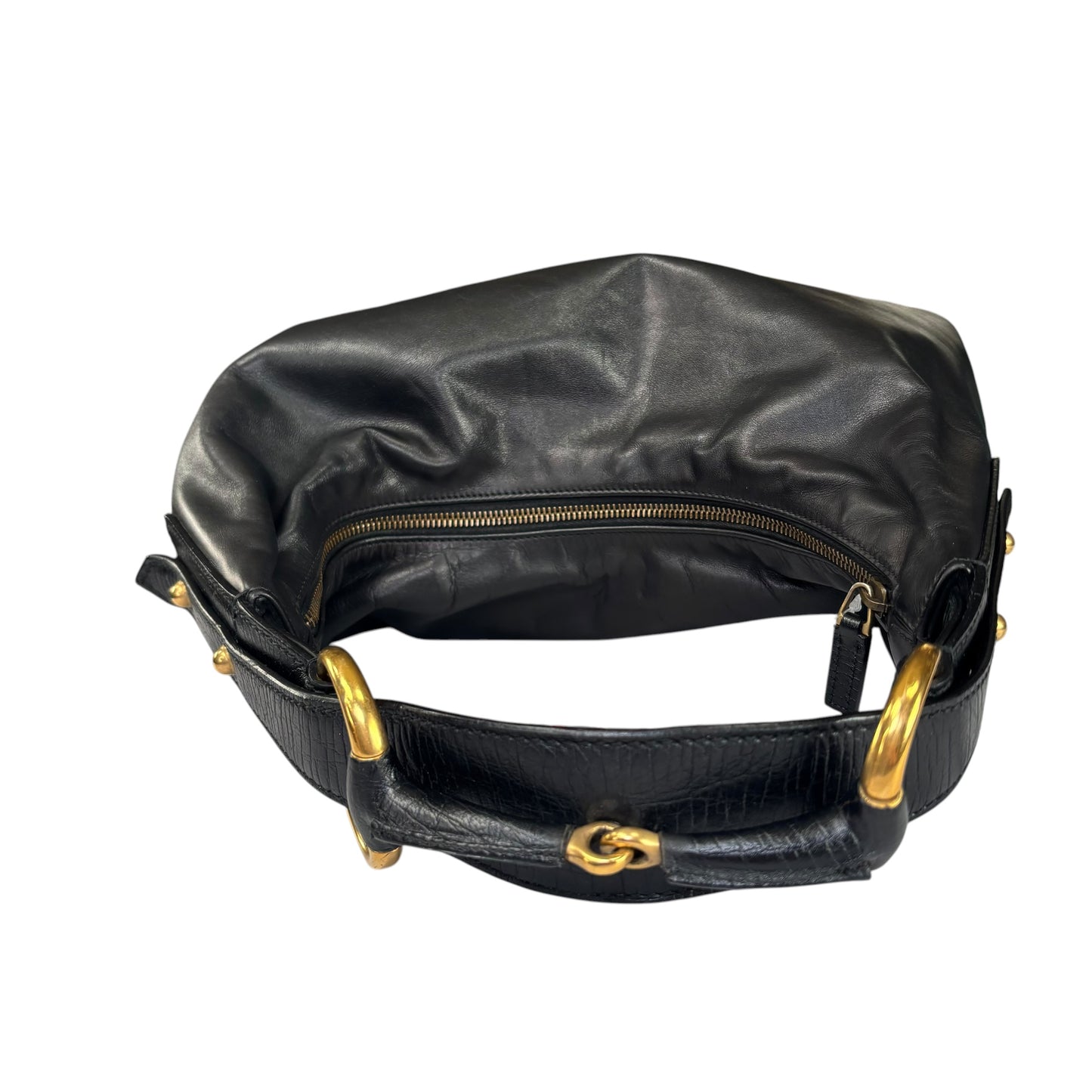 Gucci Y2K Horsebit GHW Black Leather Shoulder Hobo Purse