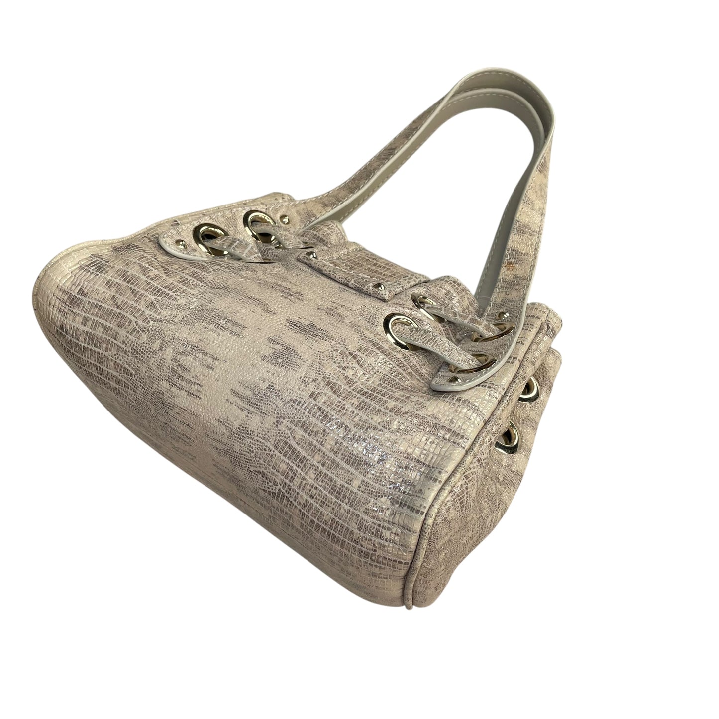 Jimmy Choo Ramona Lizard Embossed Leather Bag Creme / Gold HW Shoulder Purse