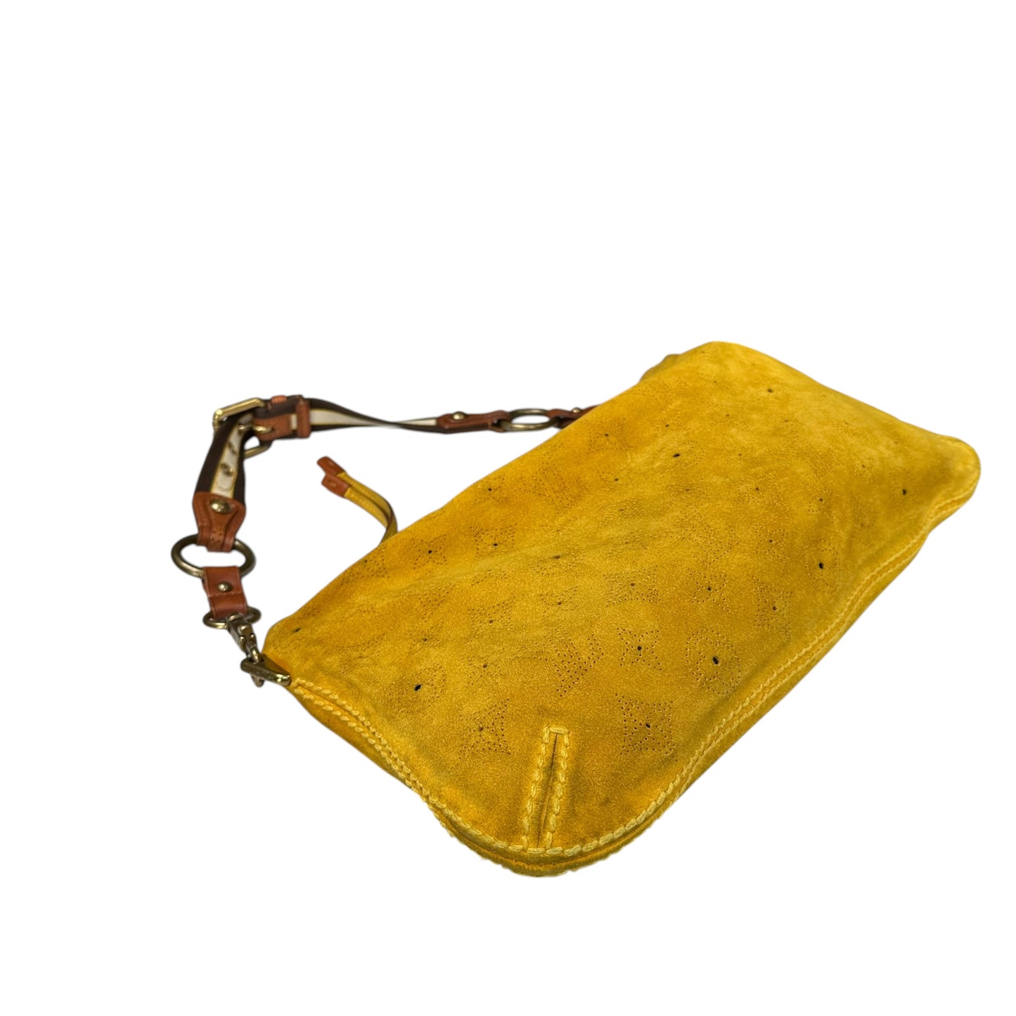 Louis Vuitton Limited Edition Suede Mahina Onatah PM Pouchette Yellow Mustard Shoulder Purse