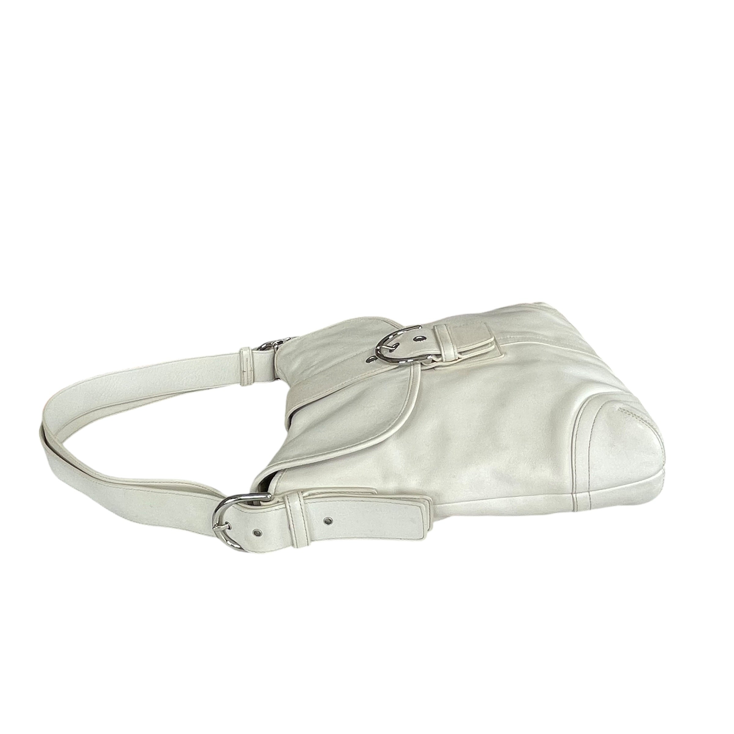 Coach Soho Legacy Leather Off White Buckle Crossbody Y2K 2-Way