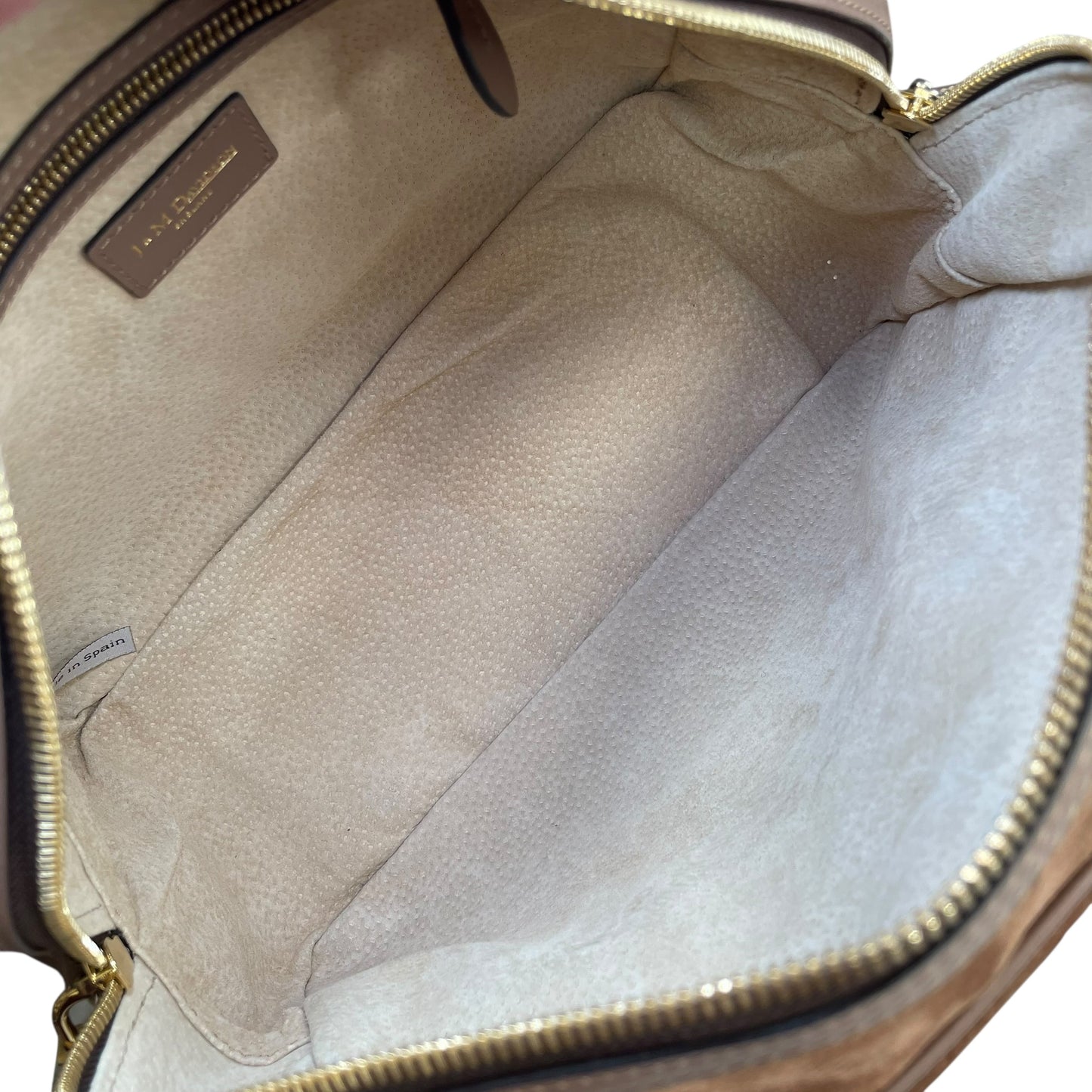 J&M Davidson Mia Equestrian Satchel Suede Leather Brown Lock Key Boston Bag