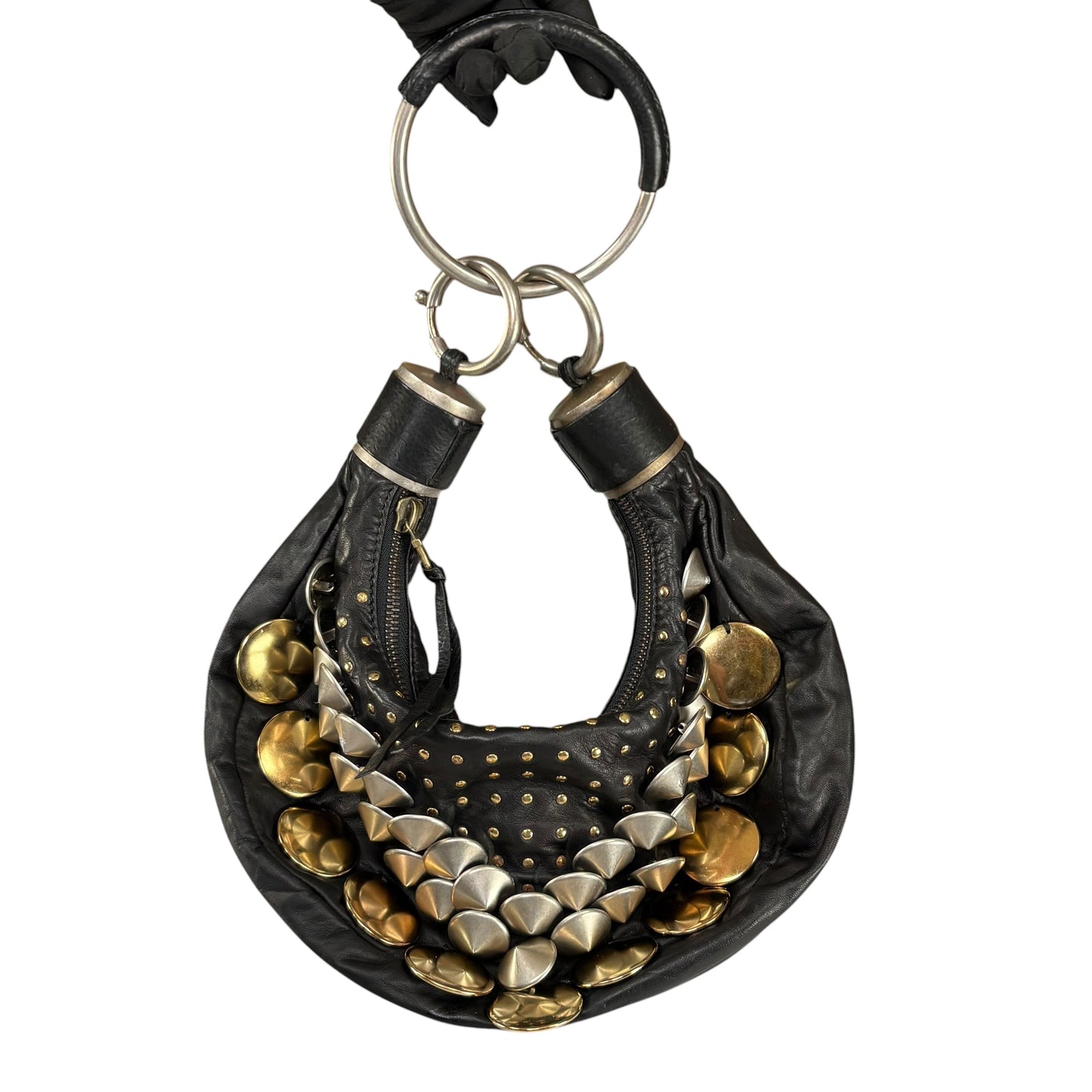 Chloe Y2K Aubrey Black Leather Med Hobo Stud Embellished Hobo