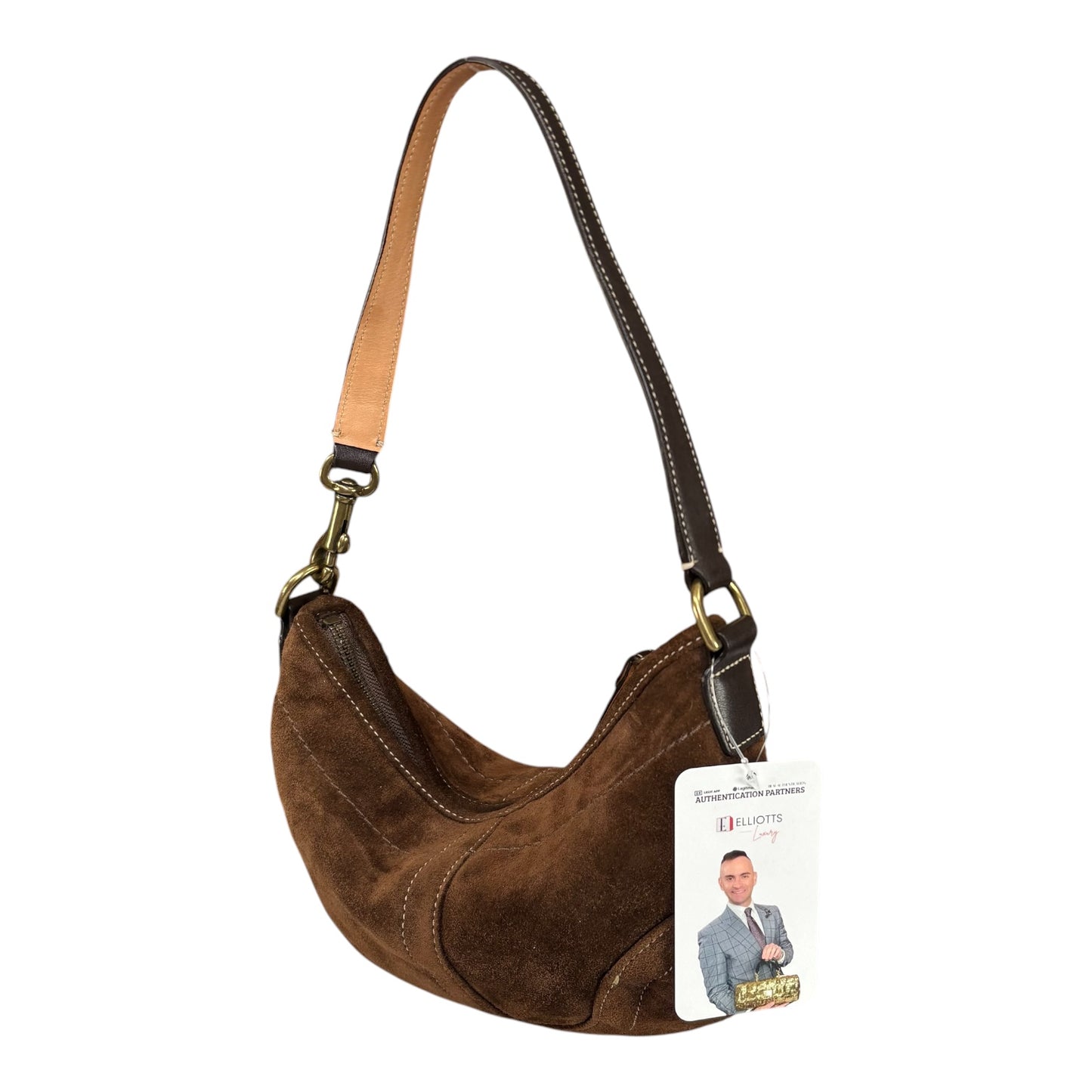 Coach Y2K Small Croissant Brown Suede Shoulder Purse