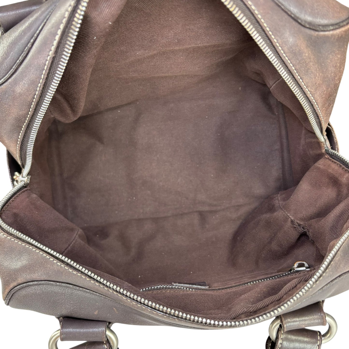 Celine Boogie Brown Leather SHW Boston Zip Bag