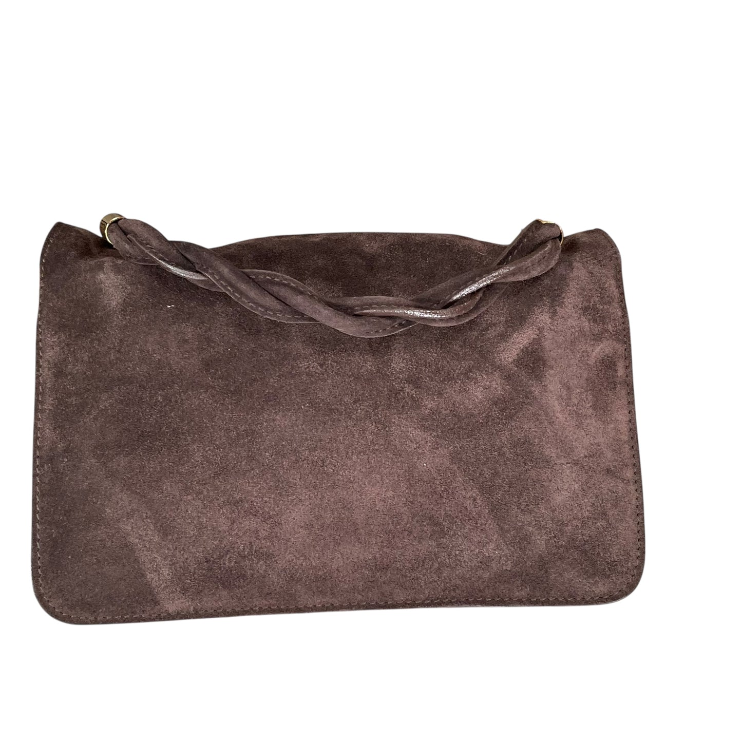Givenchy Turn-Lock 4G Brown Suede GHW Woven Strap Clutch Handbag