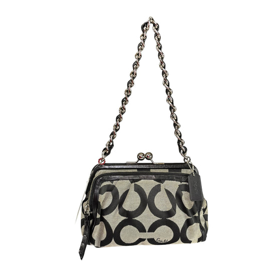 Coach Y2K Opti C Canvas Leather Kiss-Lock Black SHW Chain Shoulder Purse