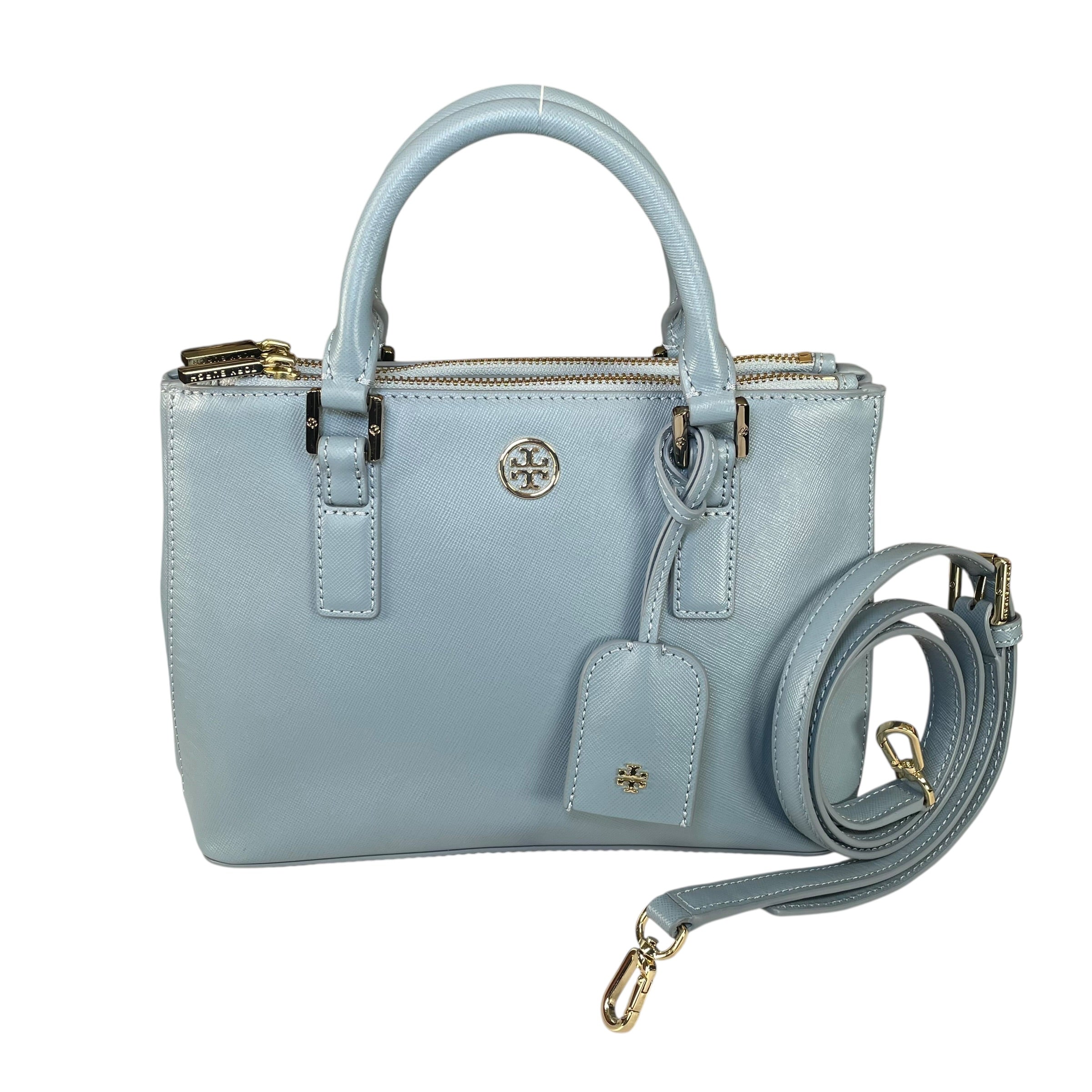 Tory Burch Robinson Oasis GHW Blue Saffiano Leather 2-Way Tote