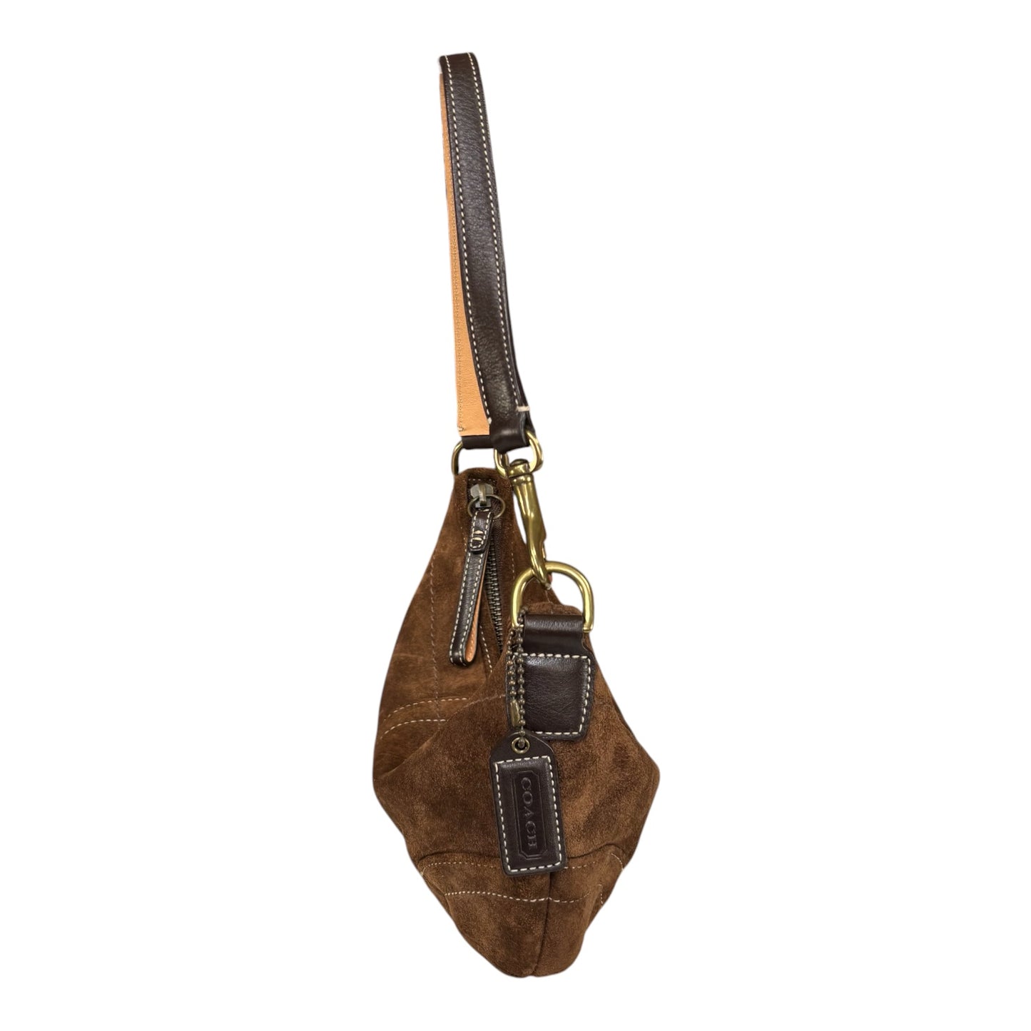 Coach Y2K Small Croissant Brown Suede Shoulder Purse