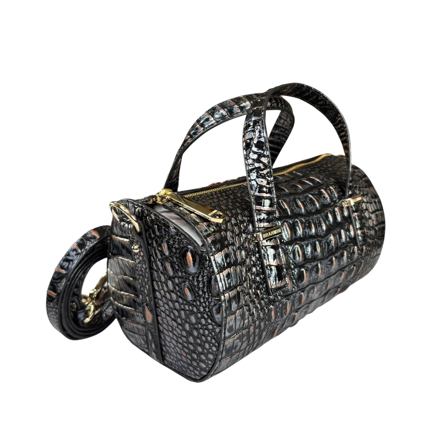 Brahmin Claire Metallic Melbourne Embossed Barrel 2-Way Bag