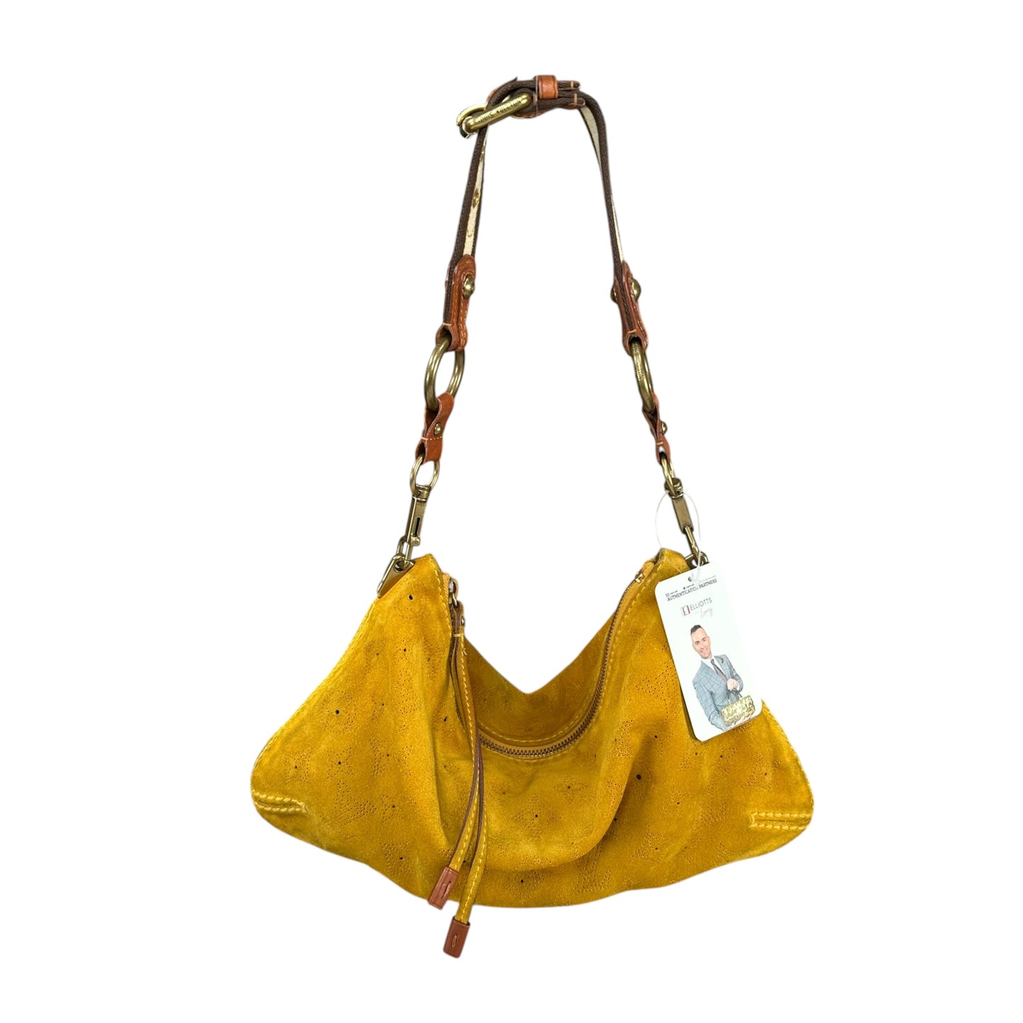 Louis Vuitton Limited Edition Suede Mahina Onatah PM Pouchette Yellow Mustard Shoulder Purse