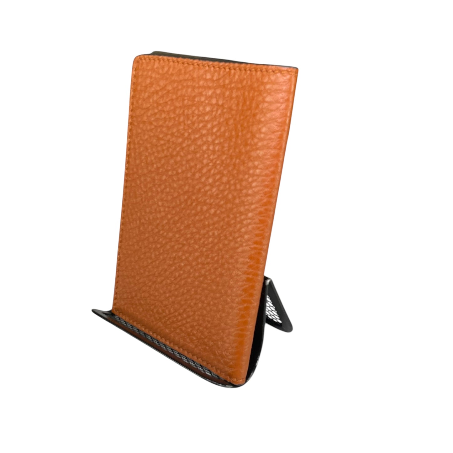 Fendi Roma Passport Cover Pebbled Leather Tan Brown Bifold Made In Italy Travel Case