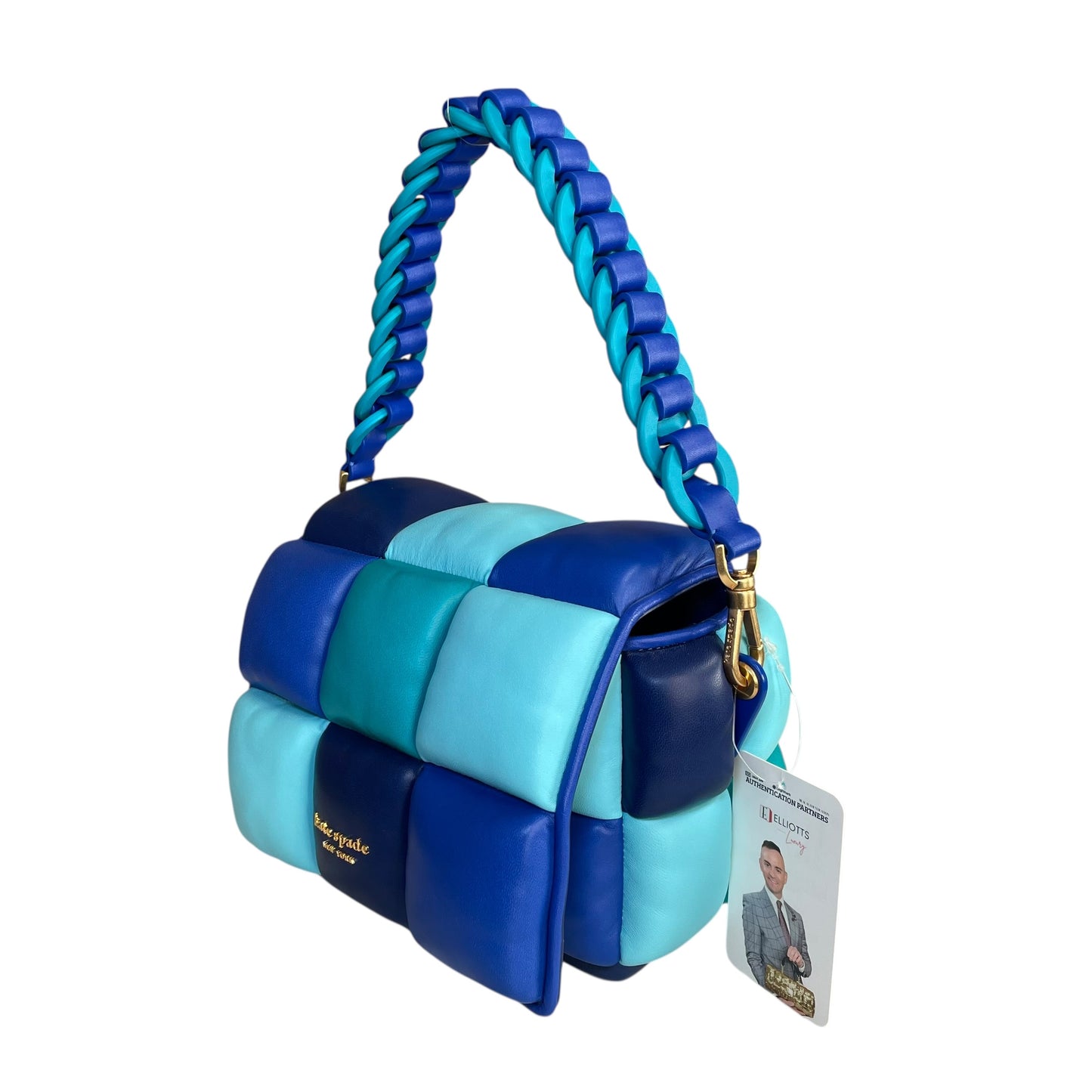 Kate Spade Boxxy 3D Puffer Leather Bag Blue Multi Color 2-Way Purse