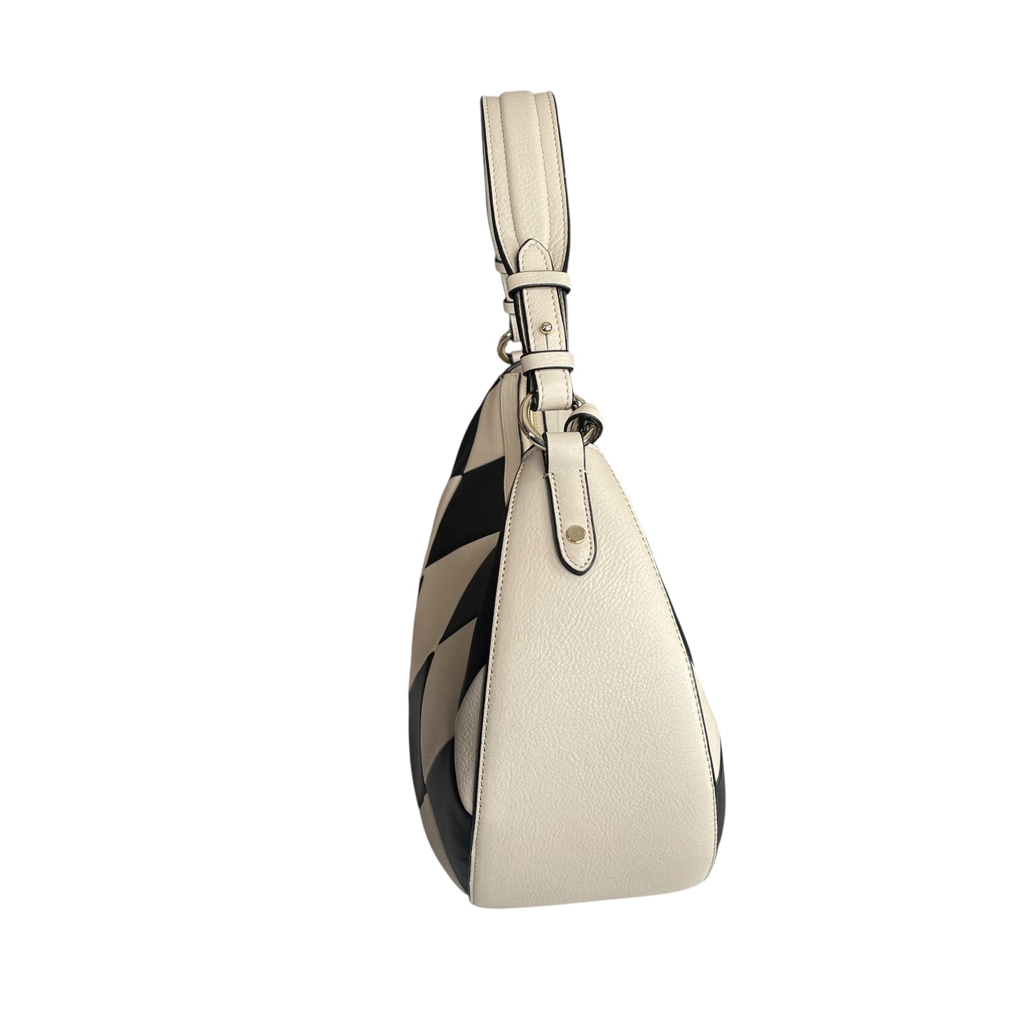 Bradley London Two-Tone Black Creme GHW Quilted Leather Shoulder 2-Way Hobo Bag