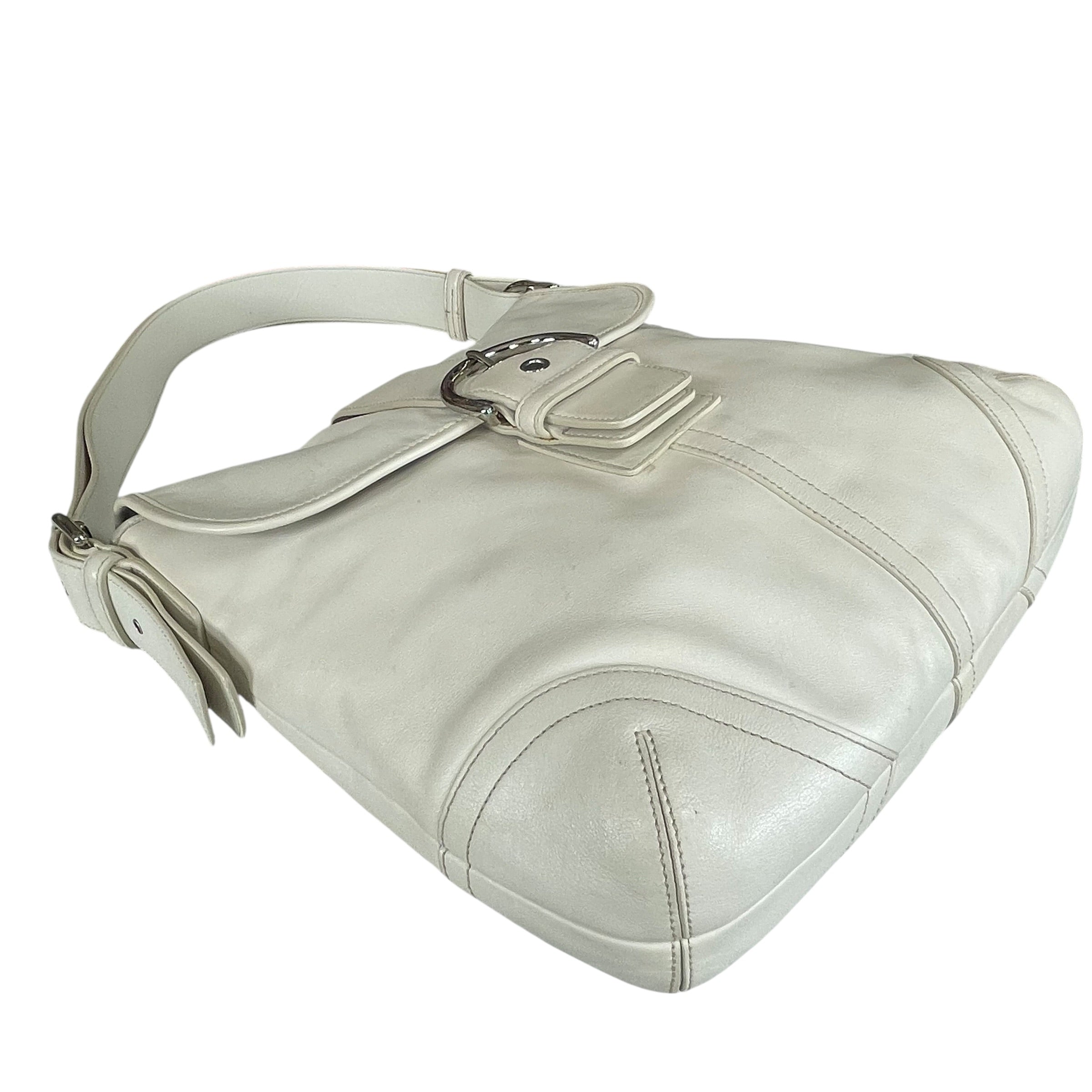 Coach Soho Legacy Leather Off White Buckle Crossbody Y2K 2-Way