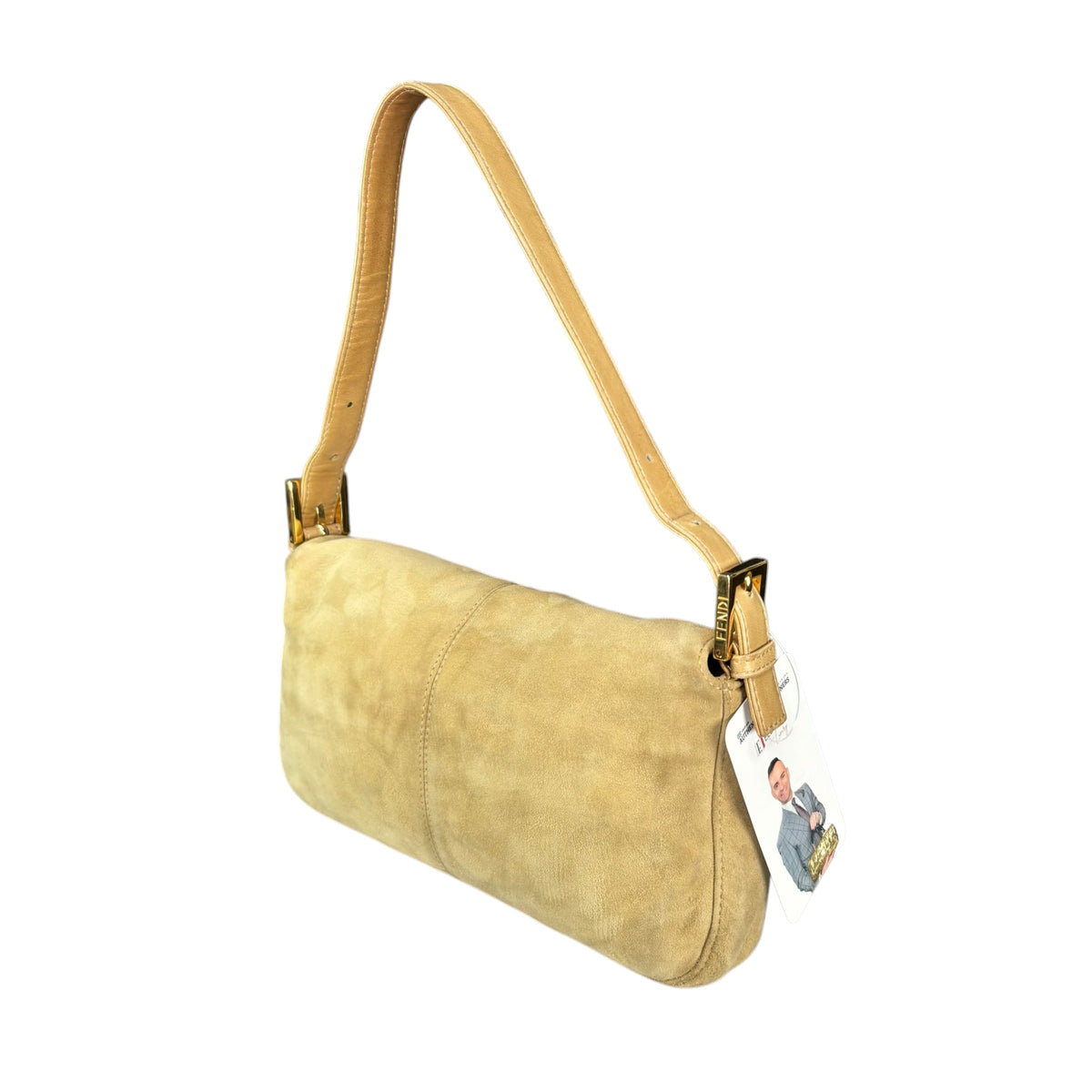 Fendi Y2K Baguette Suede Leather Gold / Gold Tan Shoulder Purse