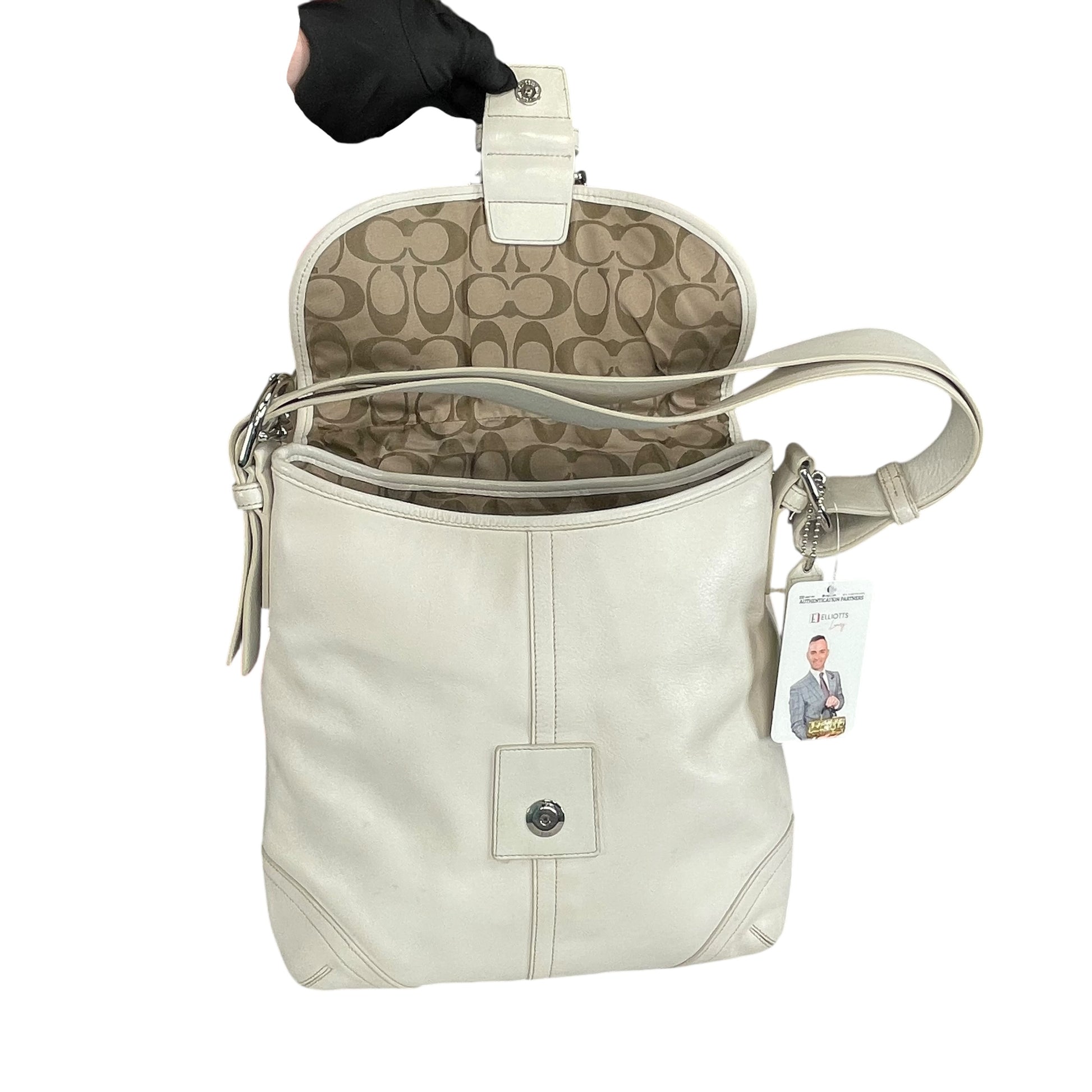 coach 2 way backpack Coach Soho Legacy Leather Off White Buckle Crossbody Y2K 2-Way Shoulde – Elliott's Luxury