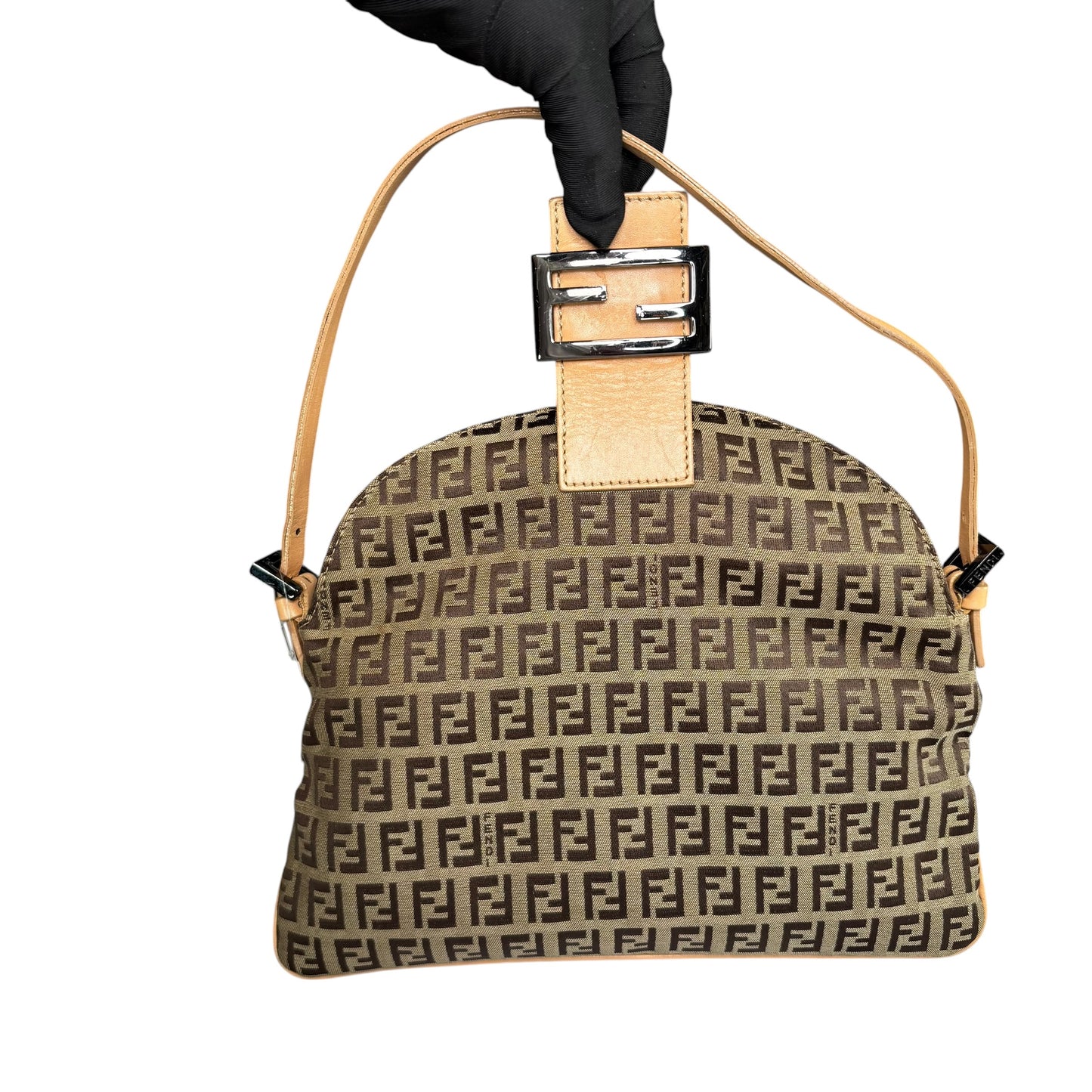 Fendi Y2K Slim Mama Baguette Tan Gunmetal Purse