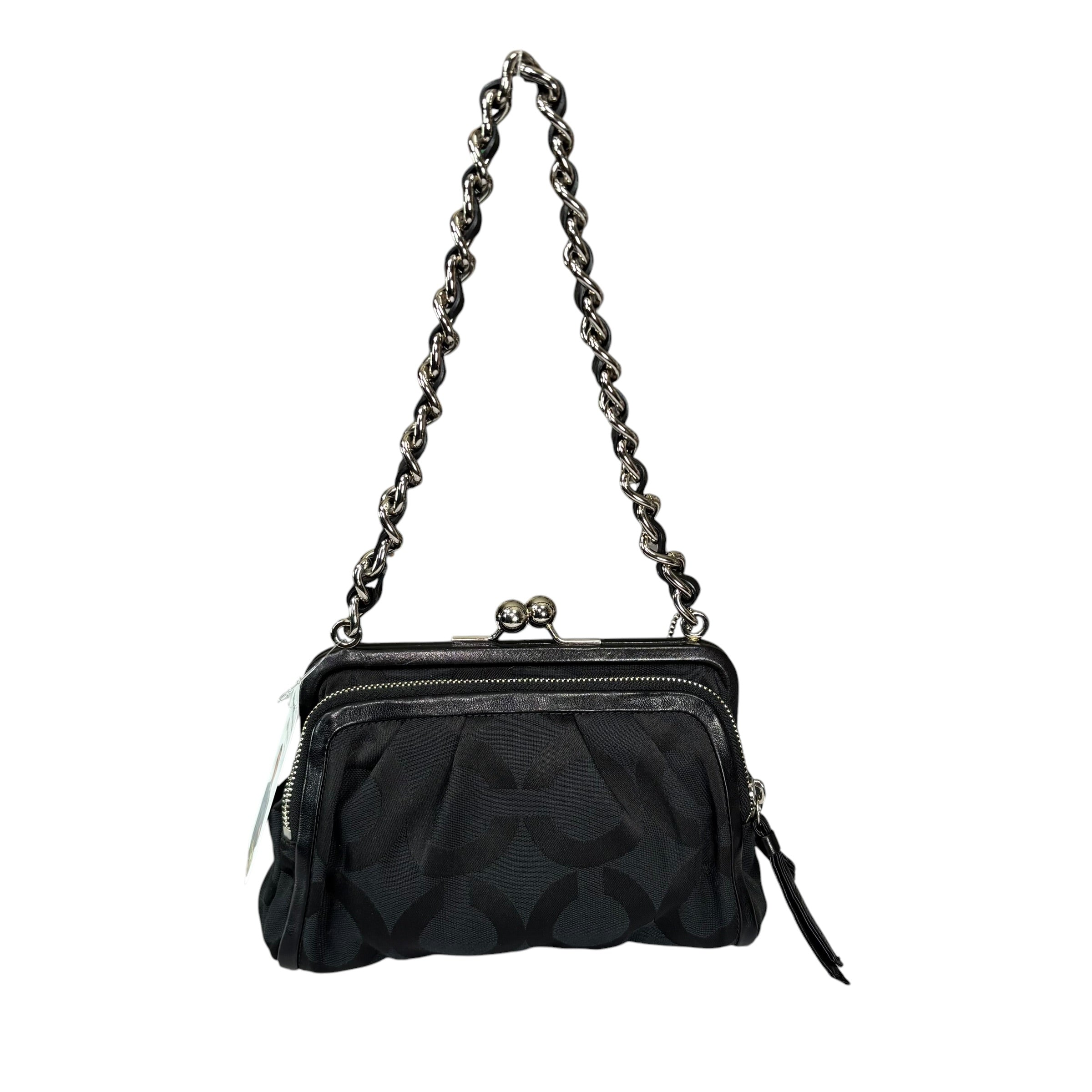 Coach Y2K Parker Opti C Canvas Leather Kiss-Lock Black Shoulder