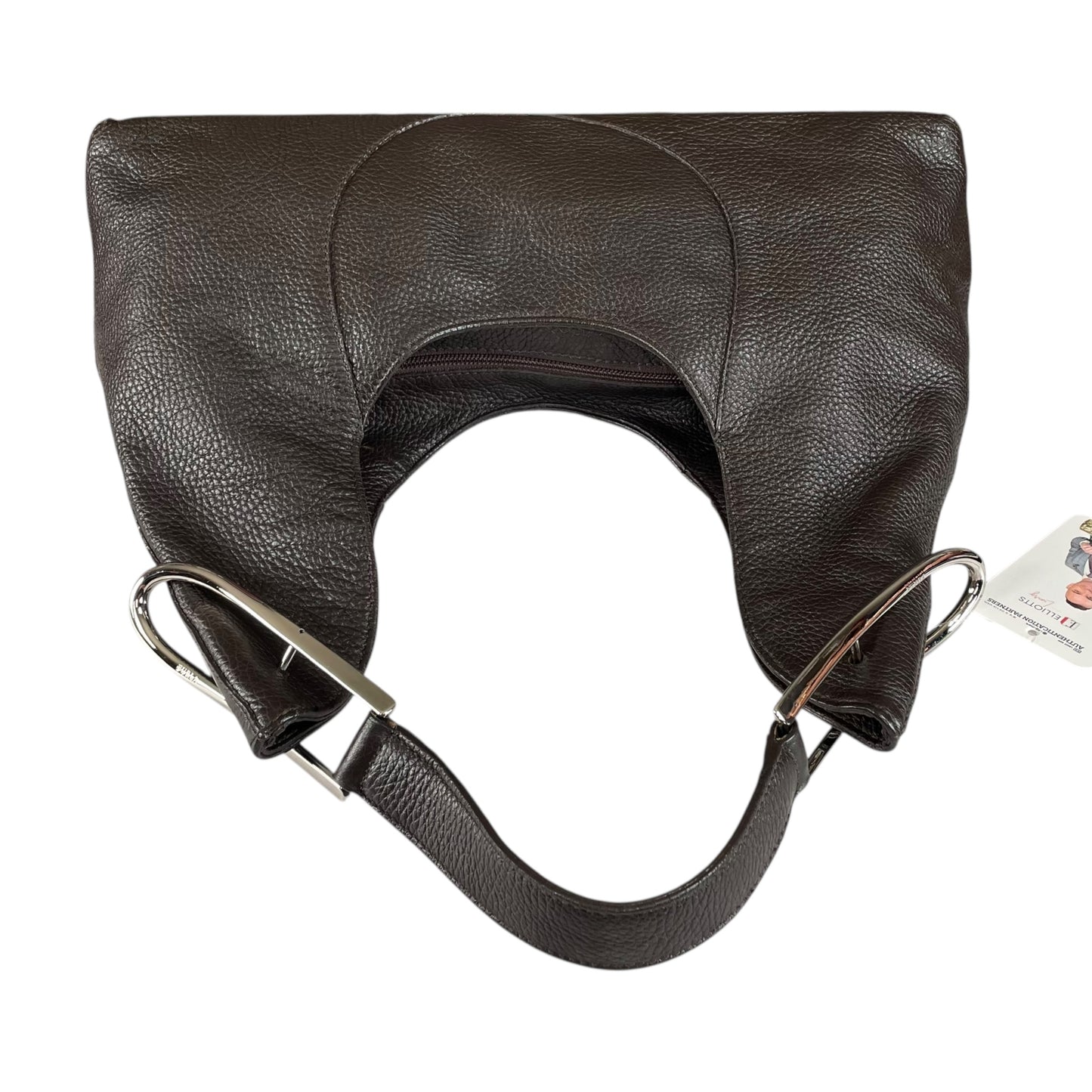 Furla Brown Pebbled Leather Hobo Bag SHW Double Sided Eyelet Deep D Shoulder Bag