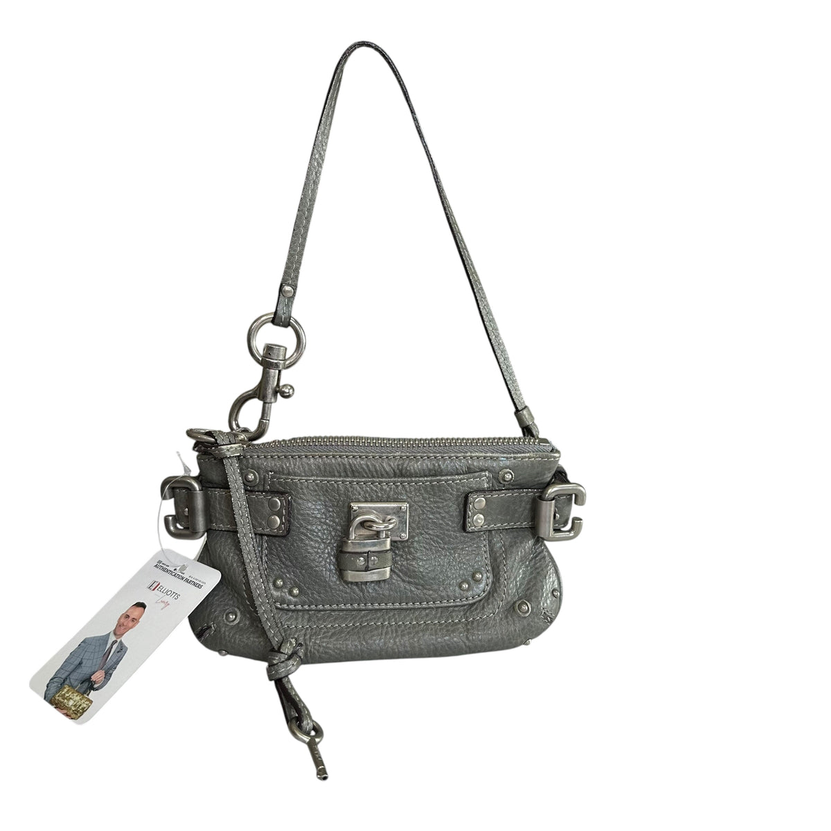 Chloe Paddington Grey Mini Leather Pouchette  SHW