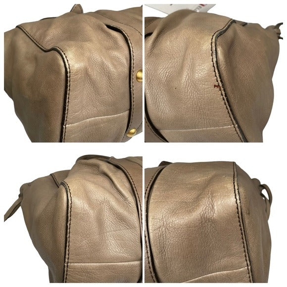 Miu Miu Leather Earthy Brown Brass Hardware Convertible Tote Handbag Purse