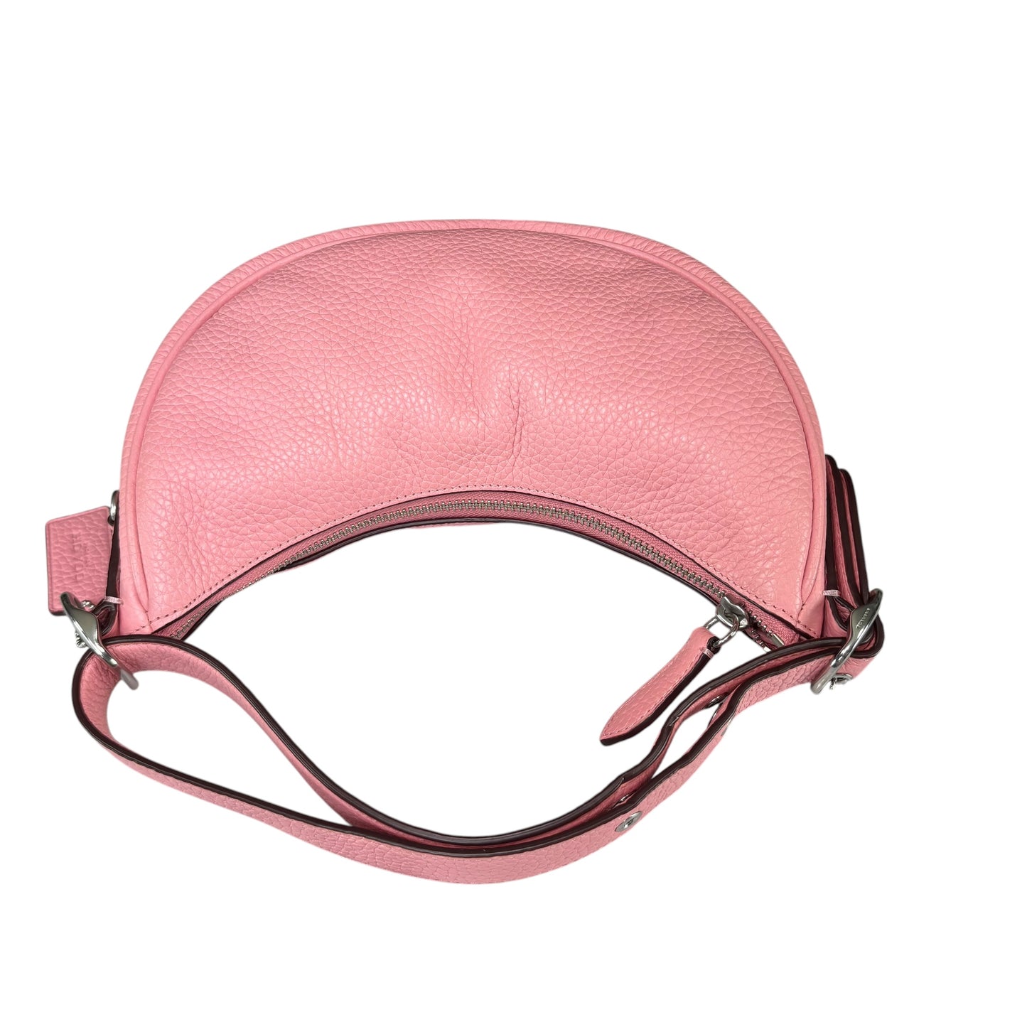 Coach Luna Pink Crescent SHW 2-Way Pebbled Leather Purse