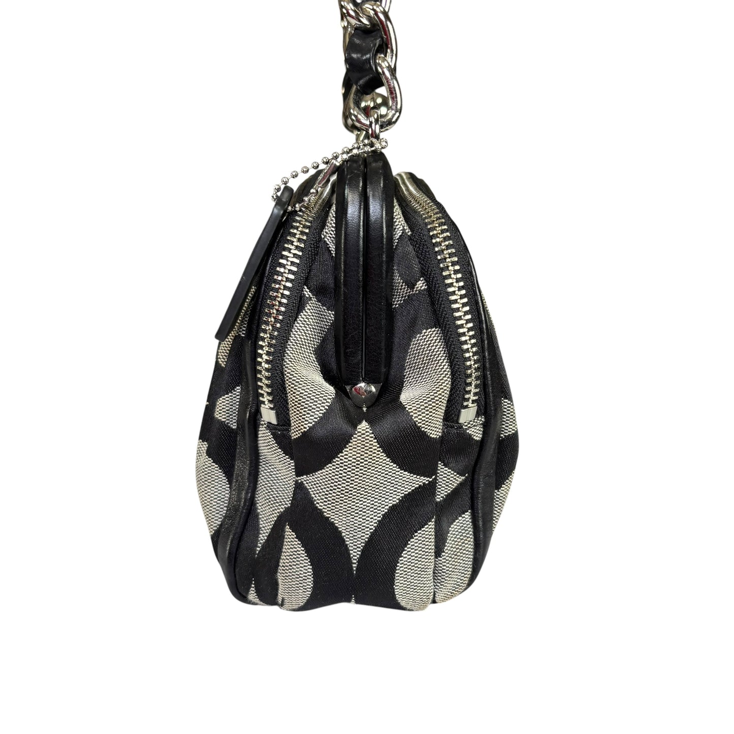 Coach Y2K Opti C Canvas Leather Kiss-Lock Black SHW Chain Shoulder Purse
