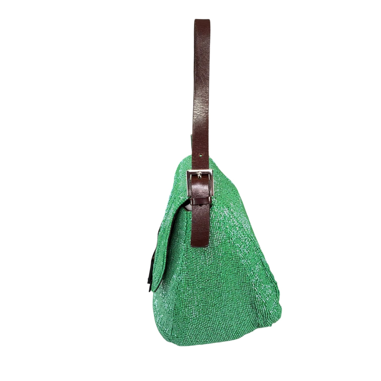 Fendi Y2K Mama Baguette Large Mint Beaded Shoulder Purse