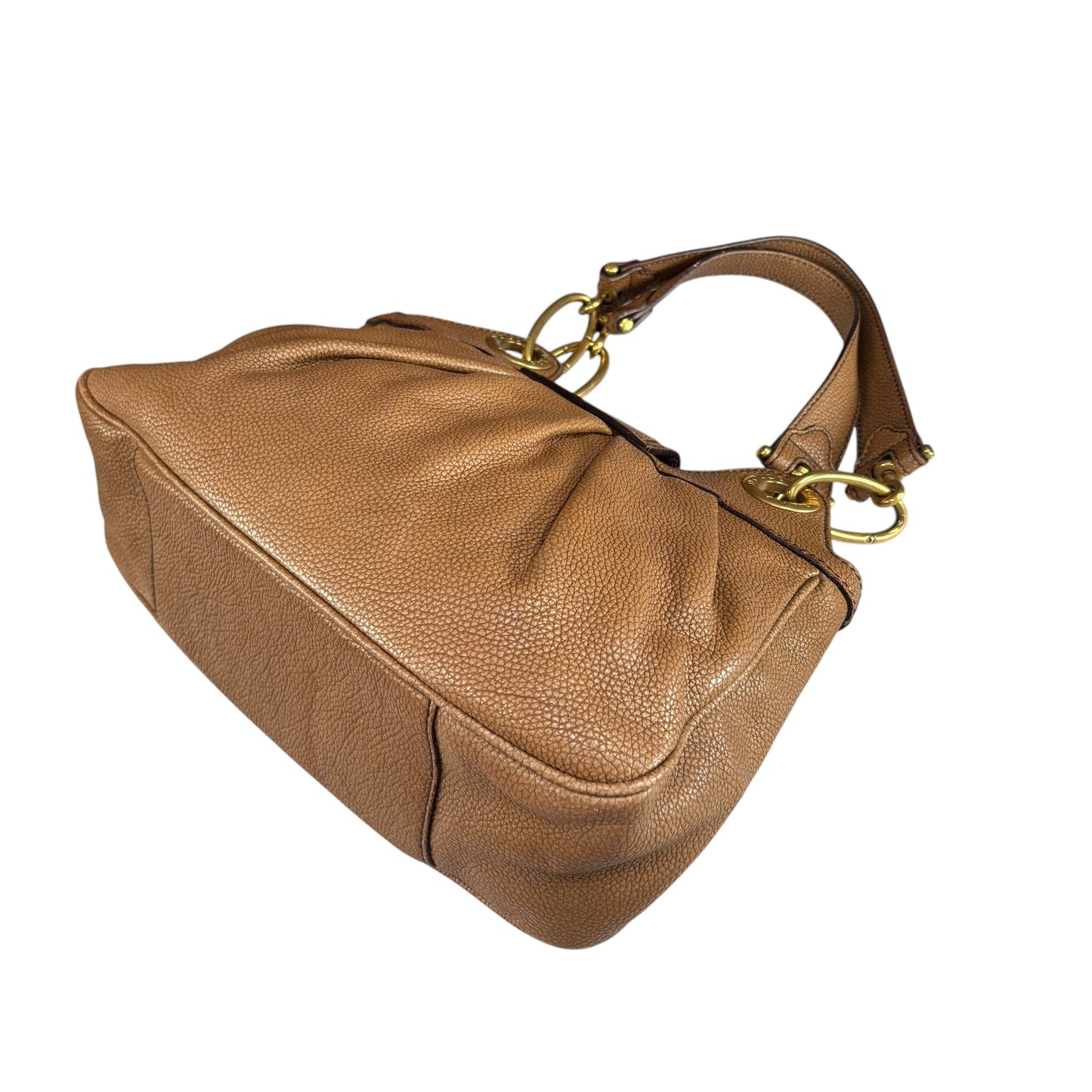 Dolce & Gabbana Golden Brown Pebbled Leather GHW Distressed Shoulder Hobo