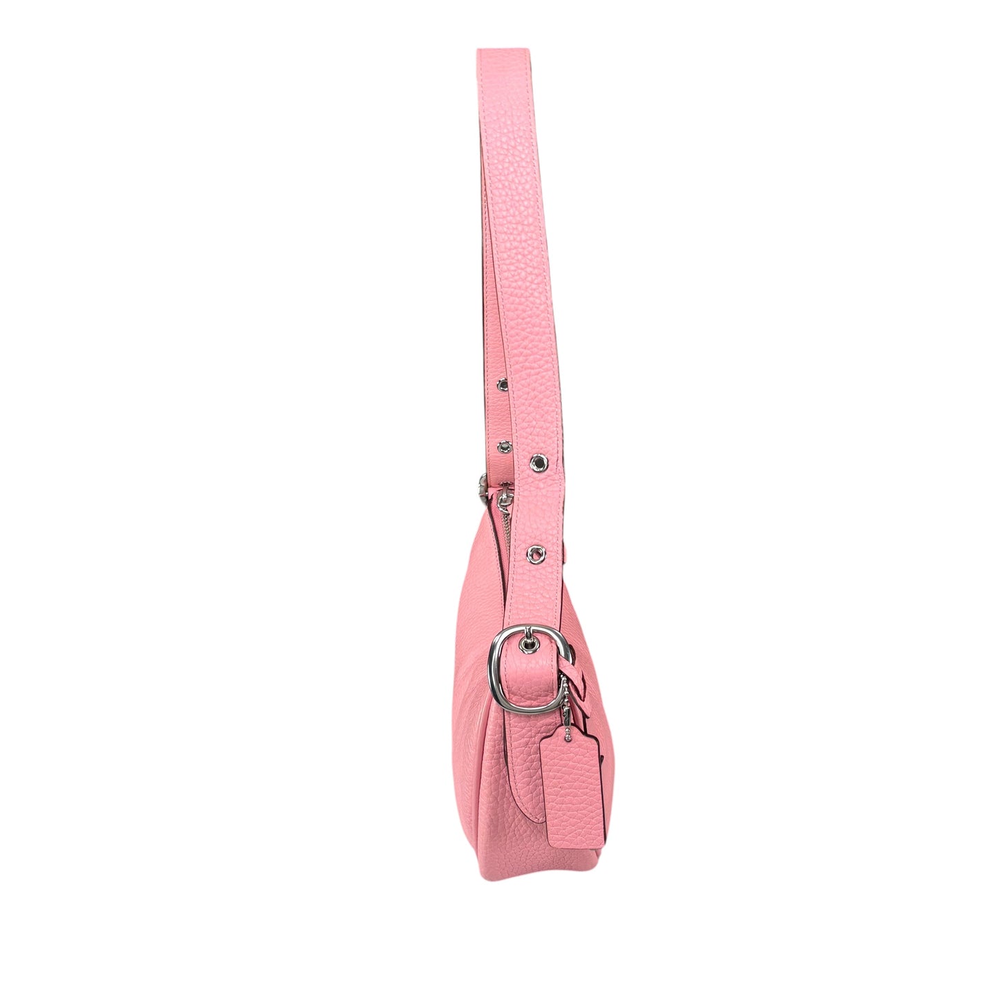 Coach Luna Pink Crescent SHW 2-Way Pebbled Leather Purse