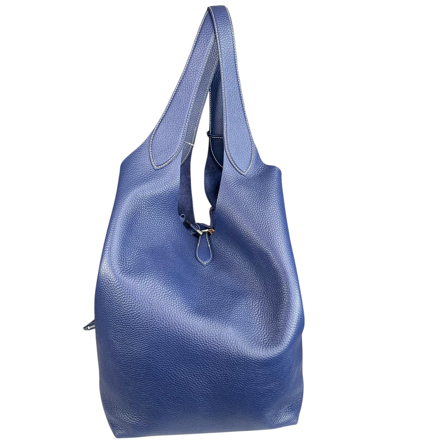 Ralph Lauren Polo Play Blue / Red Pebbled Leather Large Hobo Shopper Tote