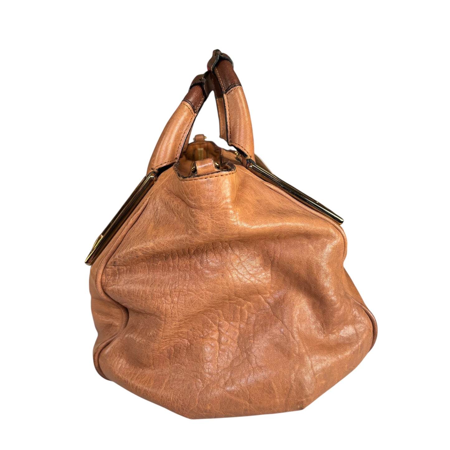 Chloe Ethel Medium Cognac Brown Leather Satchel