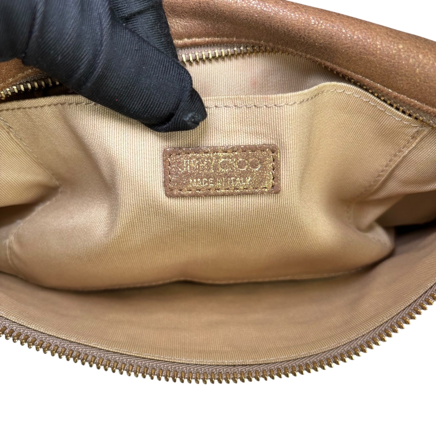 Jimmy Choo Zena Star Studded Golden Metallic Clutch