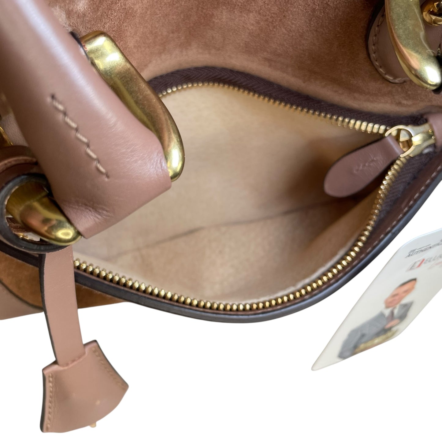 J&M Davidson Mia Equestrian Satchel Suede Leather Brown Lock Key Boston Bag