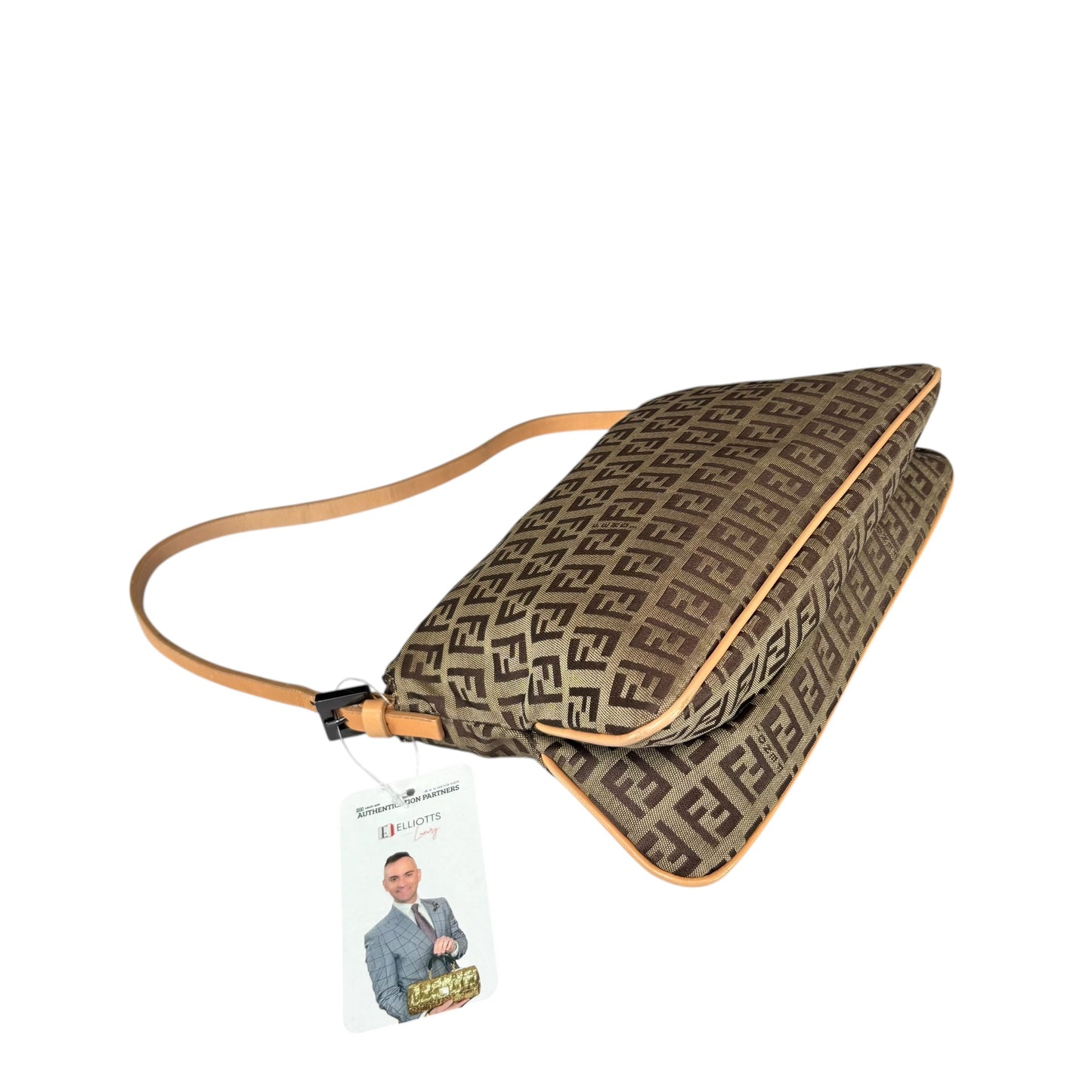 Fendi Y2K Slim Mama Baguette Tan Gunmetal Purse