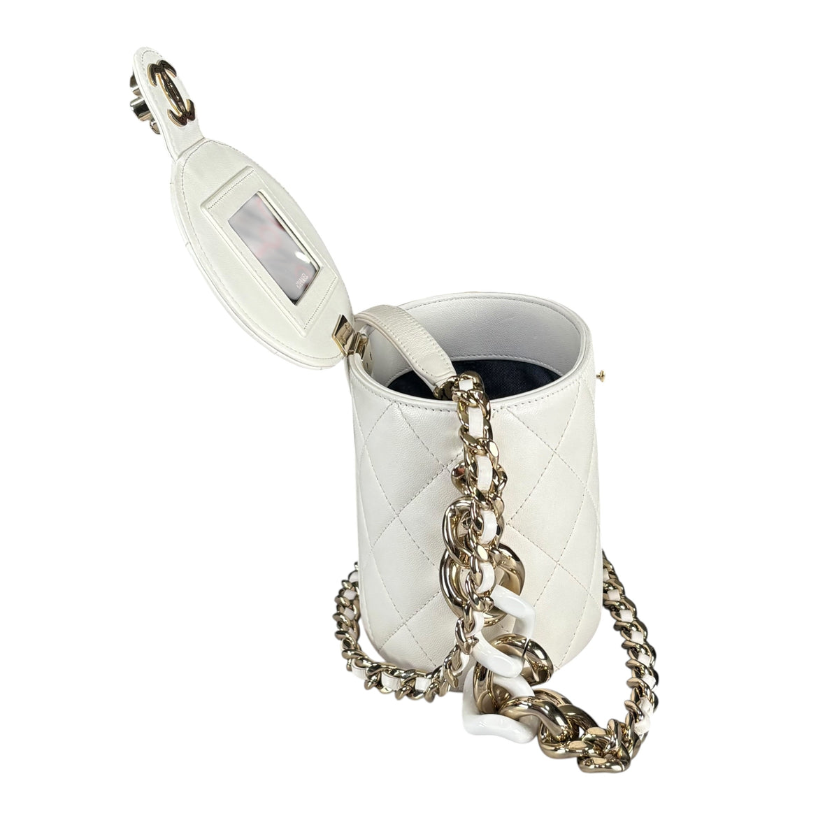 Chanel 2020 “Elegant Chain” GHW White Leather Vanity Case