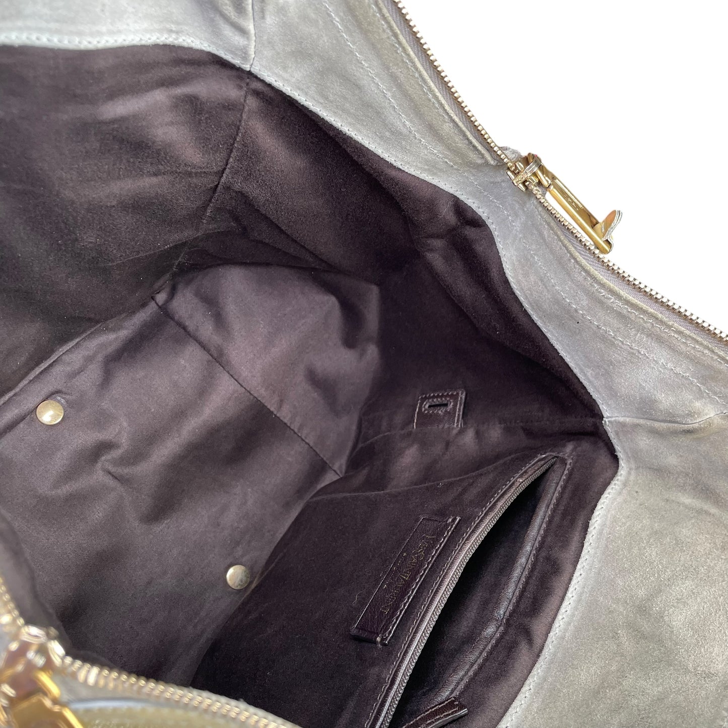YSL Cassandra Green Patent Leather GHW Bucket Flat Downtown Tote