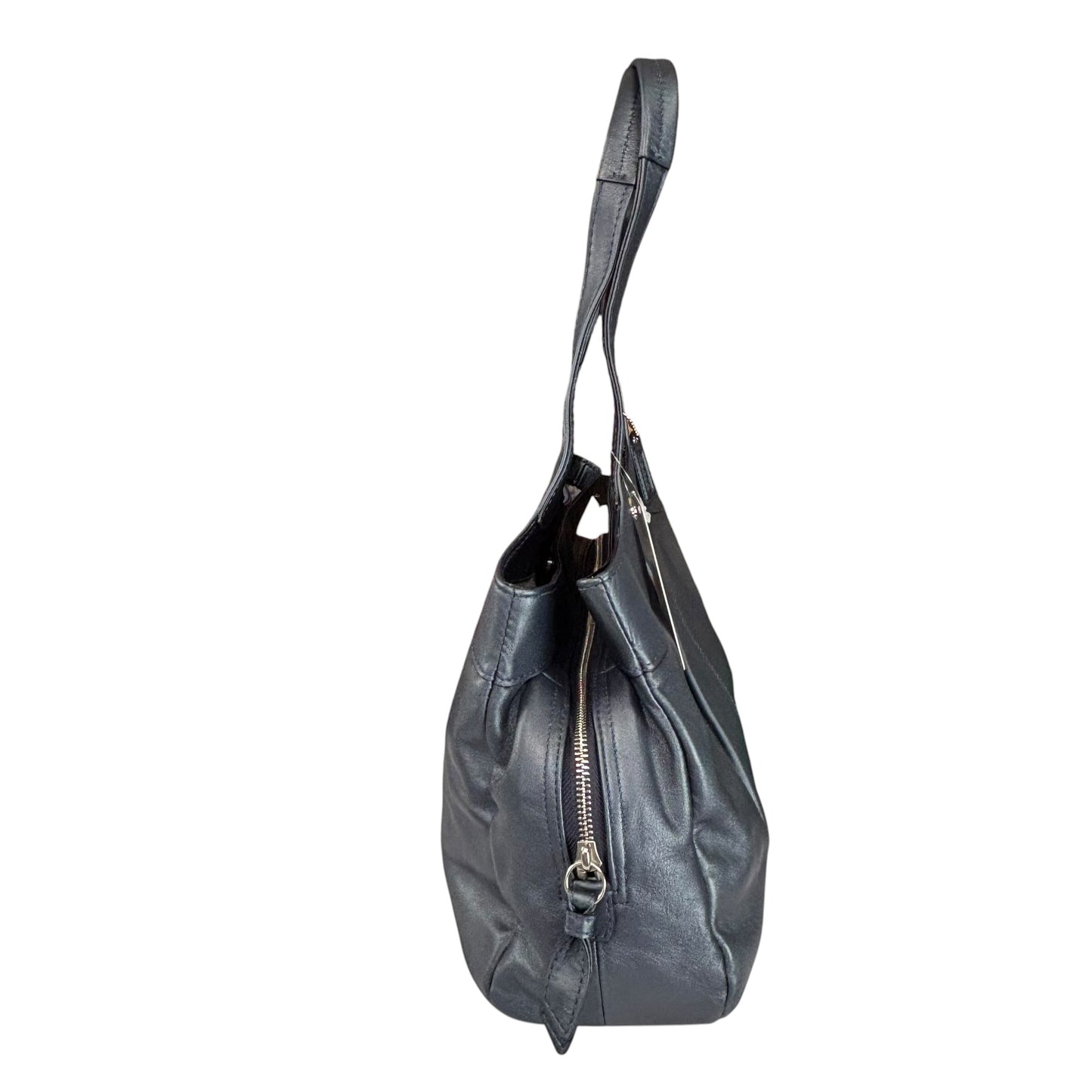 Coach Lexi SHW Metallic Grey Leather Large Shoulder Hobo Pursw