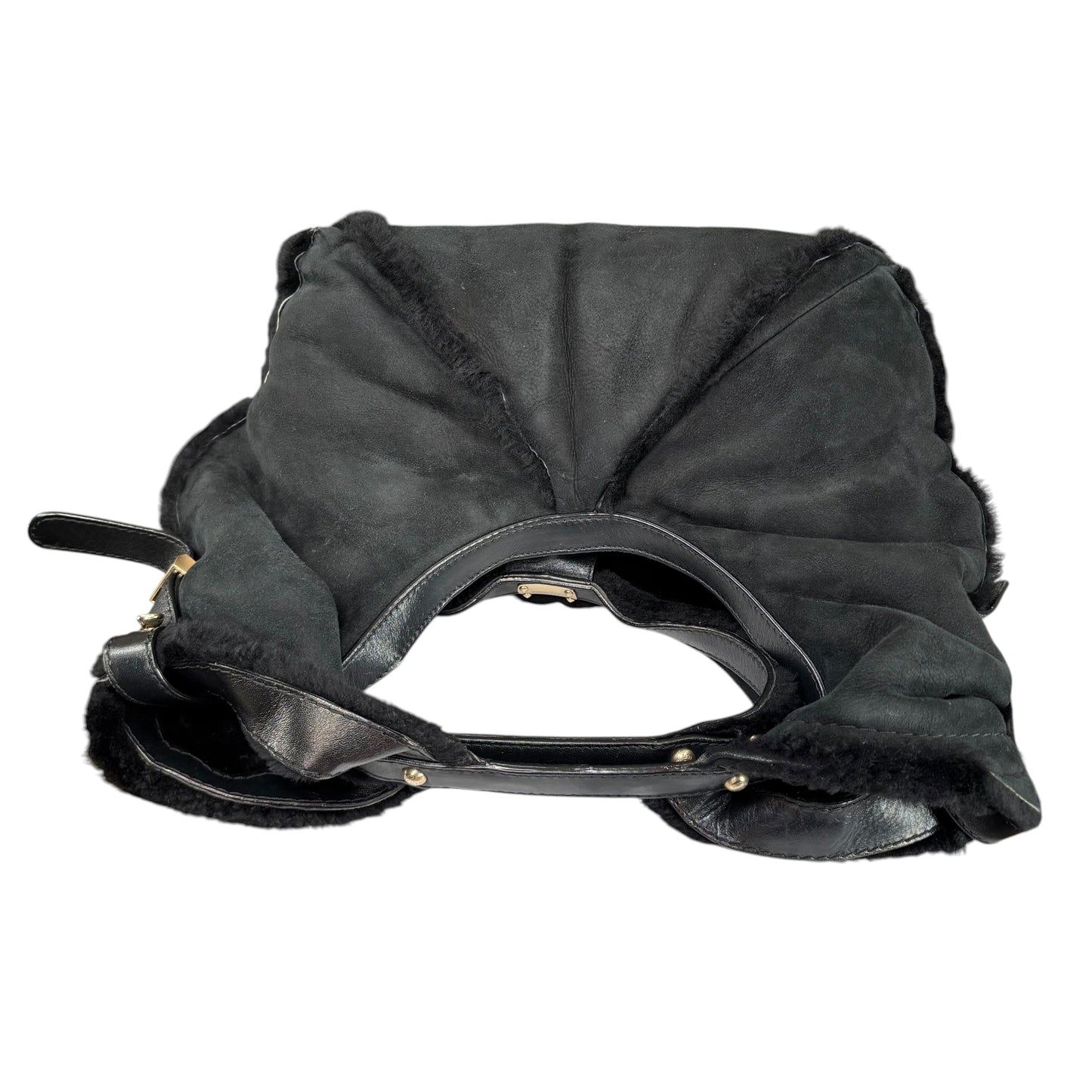Jimmy Choo Black Shearling GHW  Large Shoulder Hobo